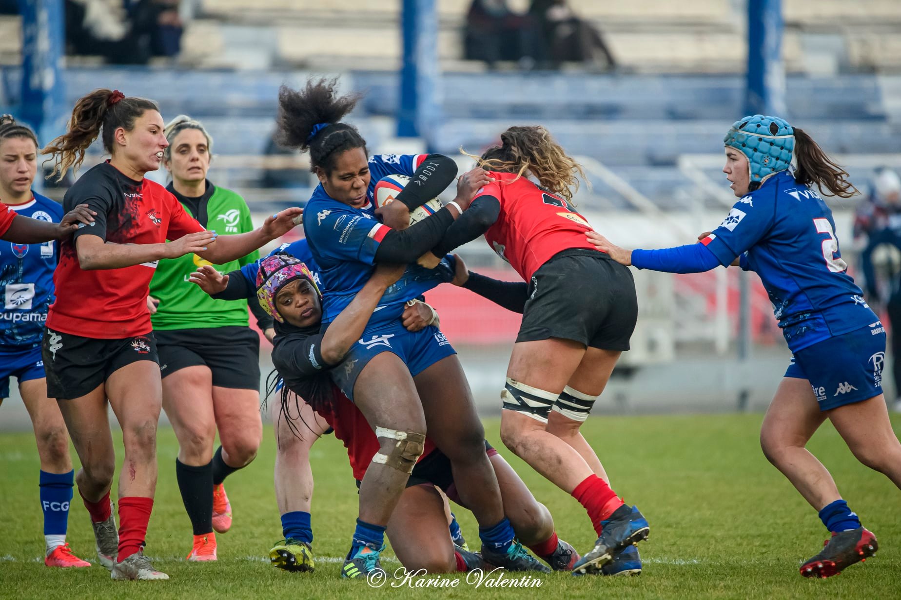 Makarita BALEINAGODO - Alexandra CHAMBON - Julia TURC -  FC Grenoble Rugby - AC Bobigny 93 Rugby - Rugby -  (#GrenobleVsBobigny2021Dec) Photo by: Karine Valentin | Siuxy Sports 2021-12-21