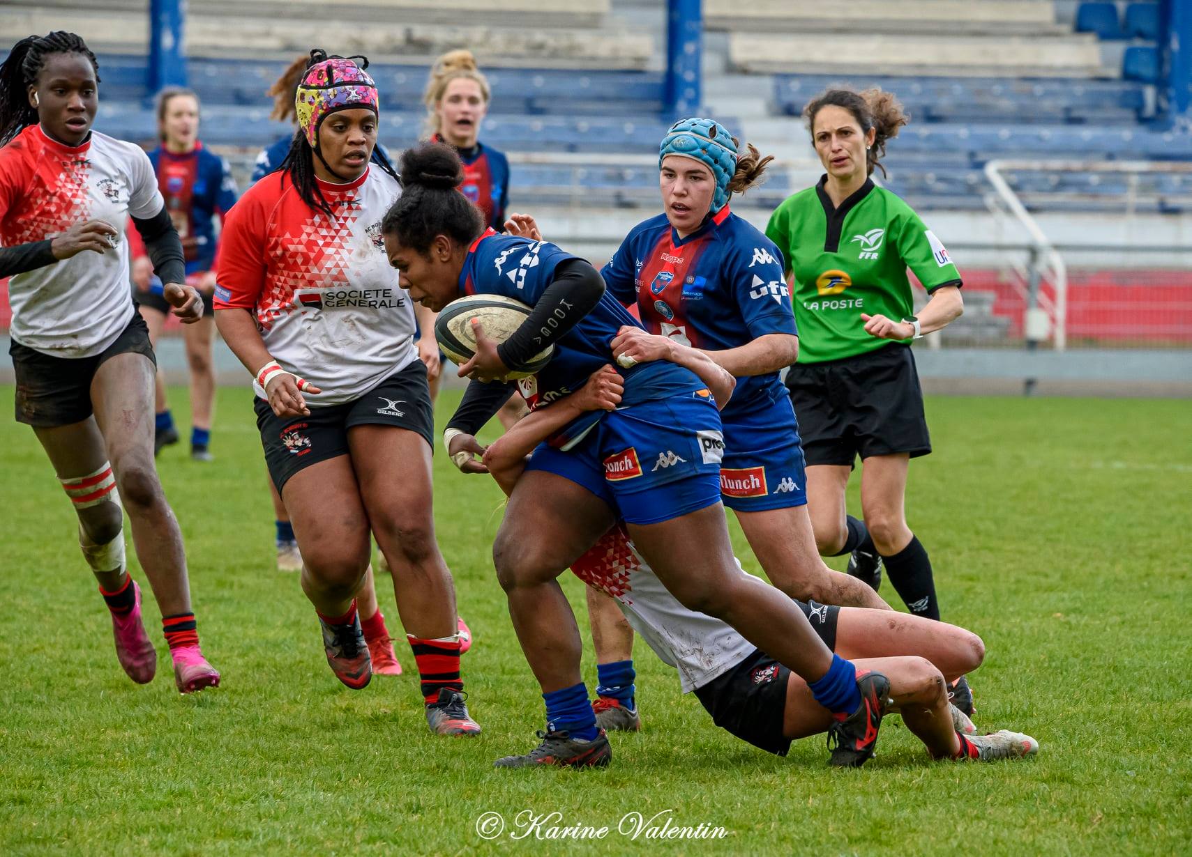 Makarita BALEINAGODO - Lea CHAMPON - Julia TURC -  FC Grenoble Rugby - AC Bobigny 93 Rugby - Rugby -  (#GrenobleVsBobigny2021Mar) Photo by: Karine Valentin | Siuxy Sports 2021-03-15