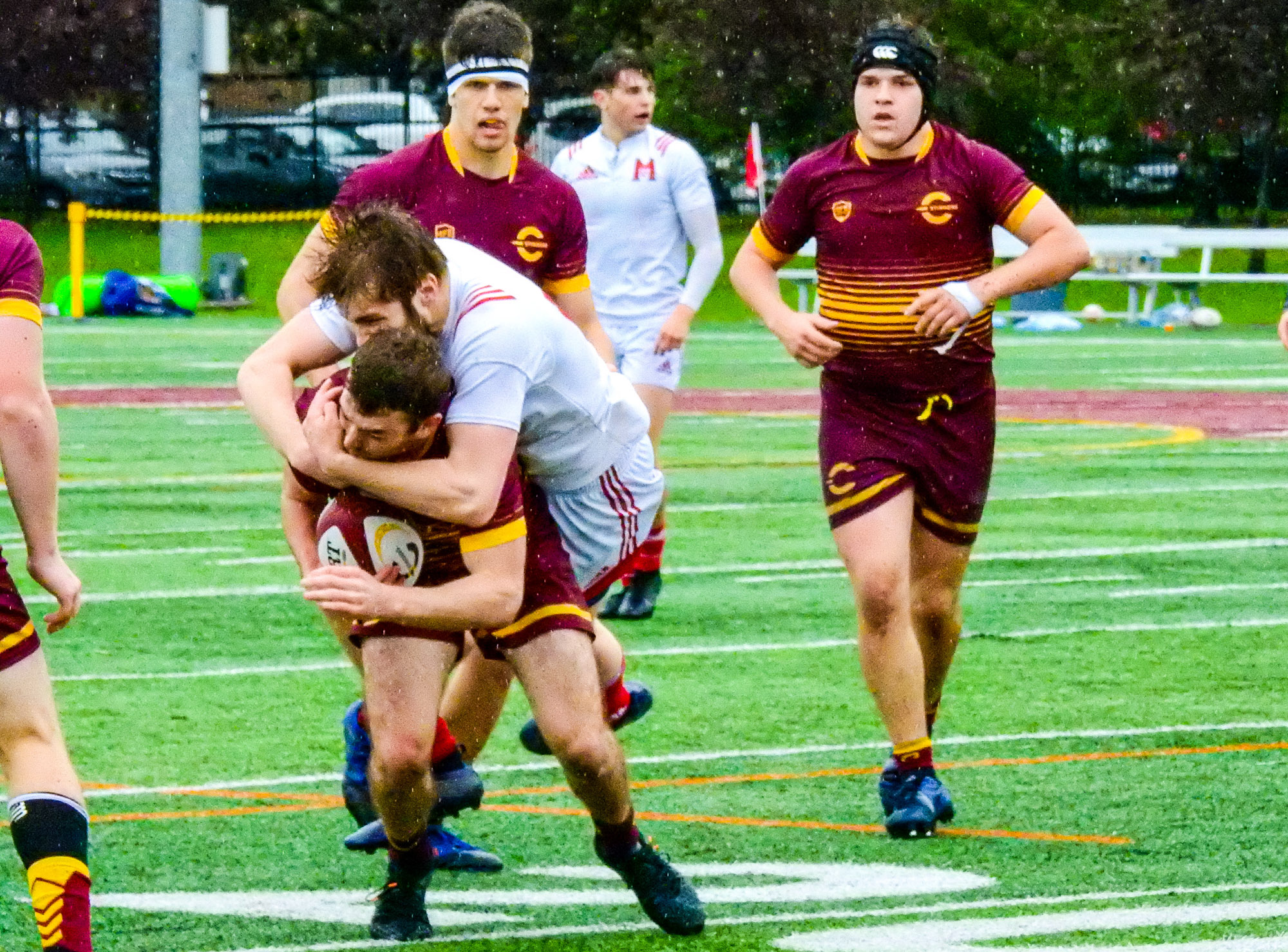 Owen CUMMING - Victor DION - Ben LAURIN -  Université Concordia - Université McGill - Rugby -  (#ConcordiaVsMcGill2021) Photo by:  | Siuxy Sports 2021-10-02