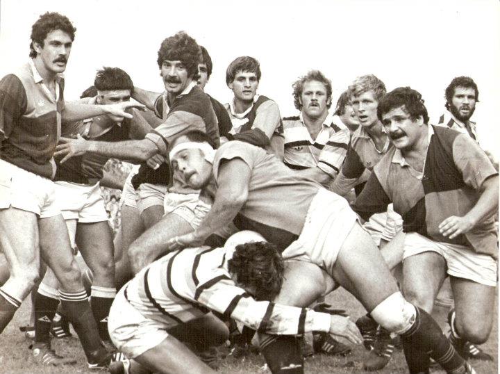 Miguel ALEMAN - Fernando CONTI - Gustavo MASCHWITZ - Sebastian MIGUENS - Joaquin URIARTE -  Club Universitario de Buenos Aires - San Isidro Club - Rugby - CUBA vs SIC, año 1987 () Photo by:  | Siuxy Sports 1987-05-20