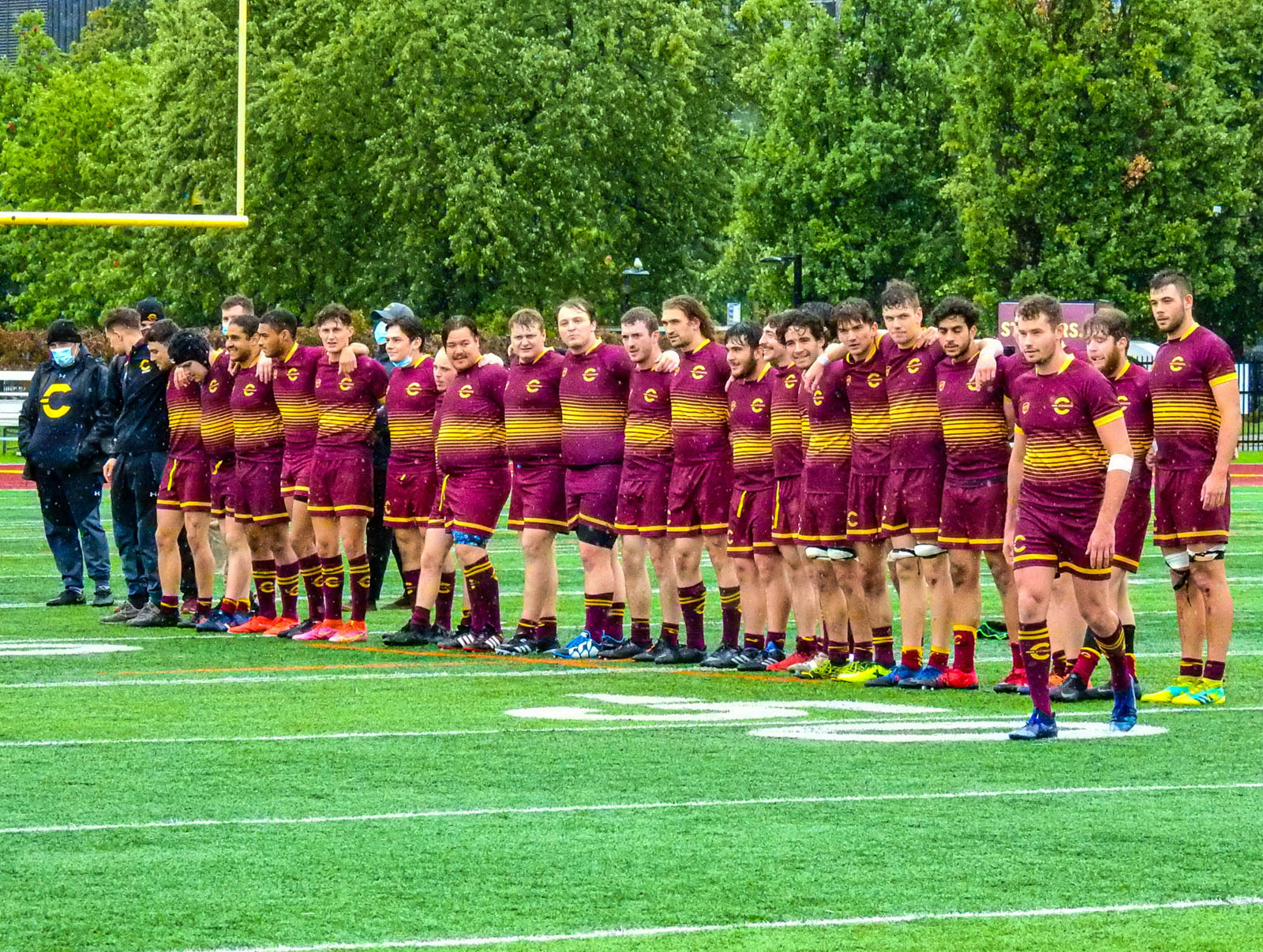 Mohamed ALMOALLIM - Thomas ARTMANN - Aidan MCMULLAN - Justin SAVOIE-DAVIES - Jean-Christophe VINETTE -  Université Concordia -  - Rugby -  (#ConcordiaVsMcGill2021) Photo by:  | Siuxy Sports 2021-10-02