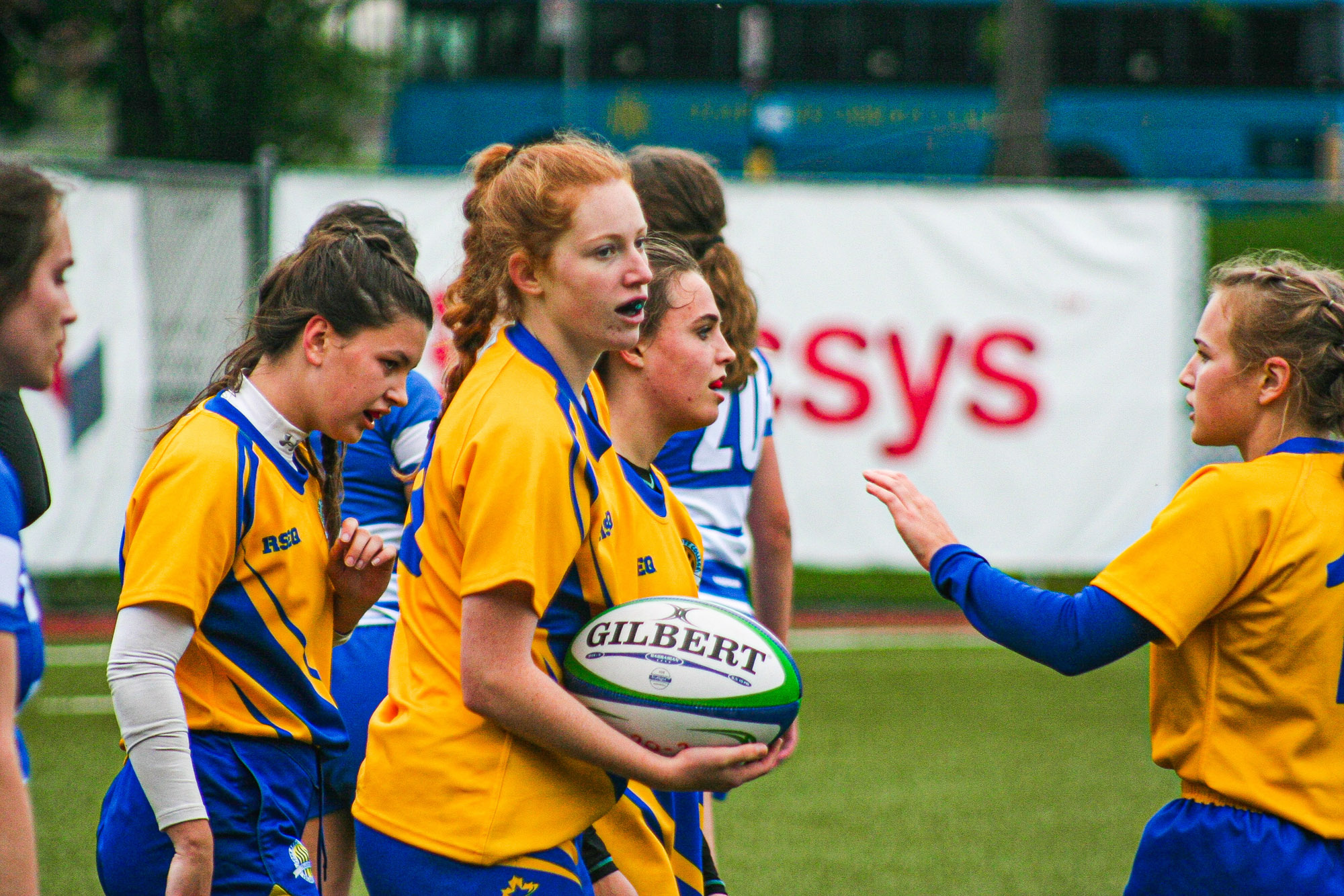 Catherine Ann BLENKHORN - Lily LOUGHEED - Peyton STOCK -  College John Abbott -  - Rugby -  (#AbbottvsDawsonW2021) Photo by:  | Siuxy Sports 2021-10-03