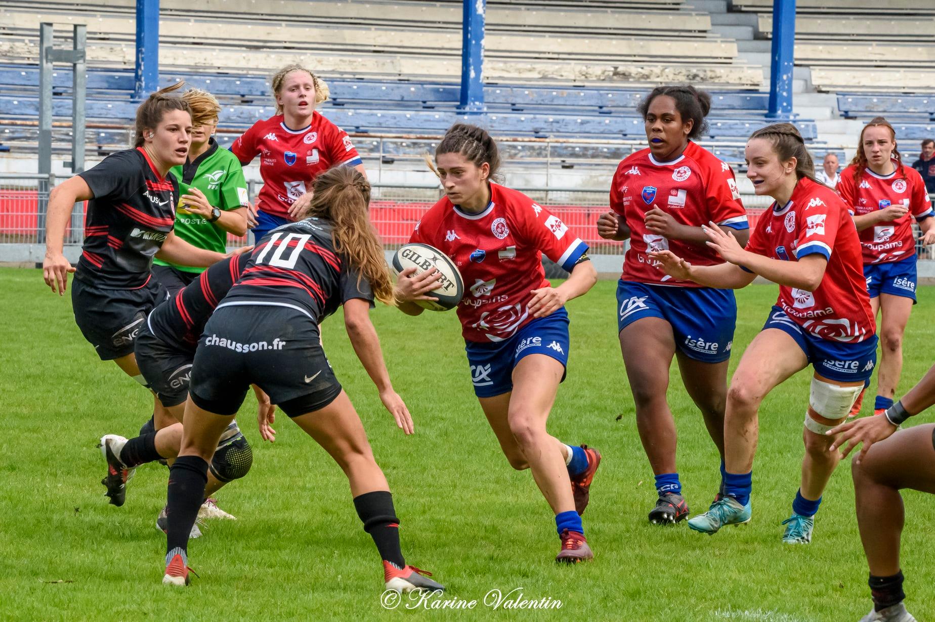 Makarita BALEINAGODO - Estelle CARPENTIER - Dorine PERRIN - Emma POULAT - Florine THIRON -  FC Grenoble Rugby - Stade Toulousain - Rugby - FC Grenoble VS Toulouse (#GrenobleVsToulouse2021sep) Photo by: Karine Valentin | Siuxy Sports 2021-09-26