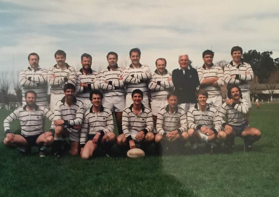 Juan BANCALARI - Richie BENNETT - Marcelo CHAVES EZCURRA - Pablo KUNICA - Andy LUBARY - Eugenio MASCHWITZ - Eric PINTAR - Sebastian POPPER - German SIEBURGER -  Club San Andrés -  - Rugby - Equipo de 1985 () Photo by:  | Siuxy Sports 1985-10-01