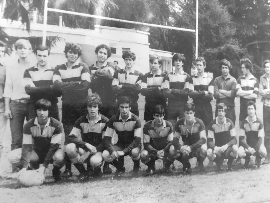 Eduardo CHAIN - Juan Bautista ORDOÑEZ - Eduardo WILKINSON -  Los Cedros -  - Rugby - El club se afilió a la UAR en 1975 (Al principio solo se podían disputar partidos amistosos con otros clubes afiliados. Nuestro primer amistoso fue con el club SIC, Fue un partido inaugural de este deporte y su entrenador era Daniel Alvarez. La camiseta original del club era de color celeste con puños y cuello amarillo, pantalon blanco y medias celestes con vivos amarillos. Recien en 1976 la camiseta cambió y paso a ser negra con puños y cuello blanco.) Photo by:  | Siuxy Sports 1975-01-01