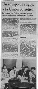 Un equipo de rugby a la Union Sovietica (diario La Nacion)