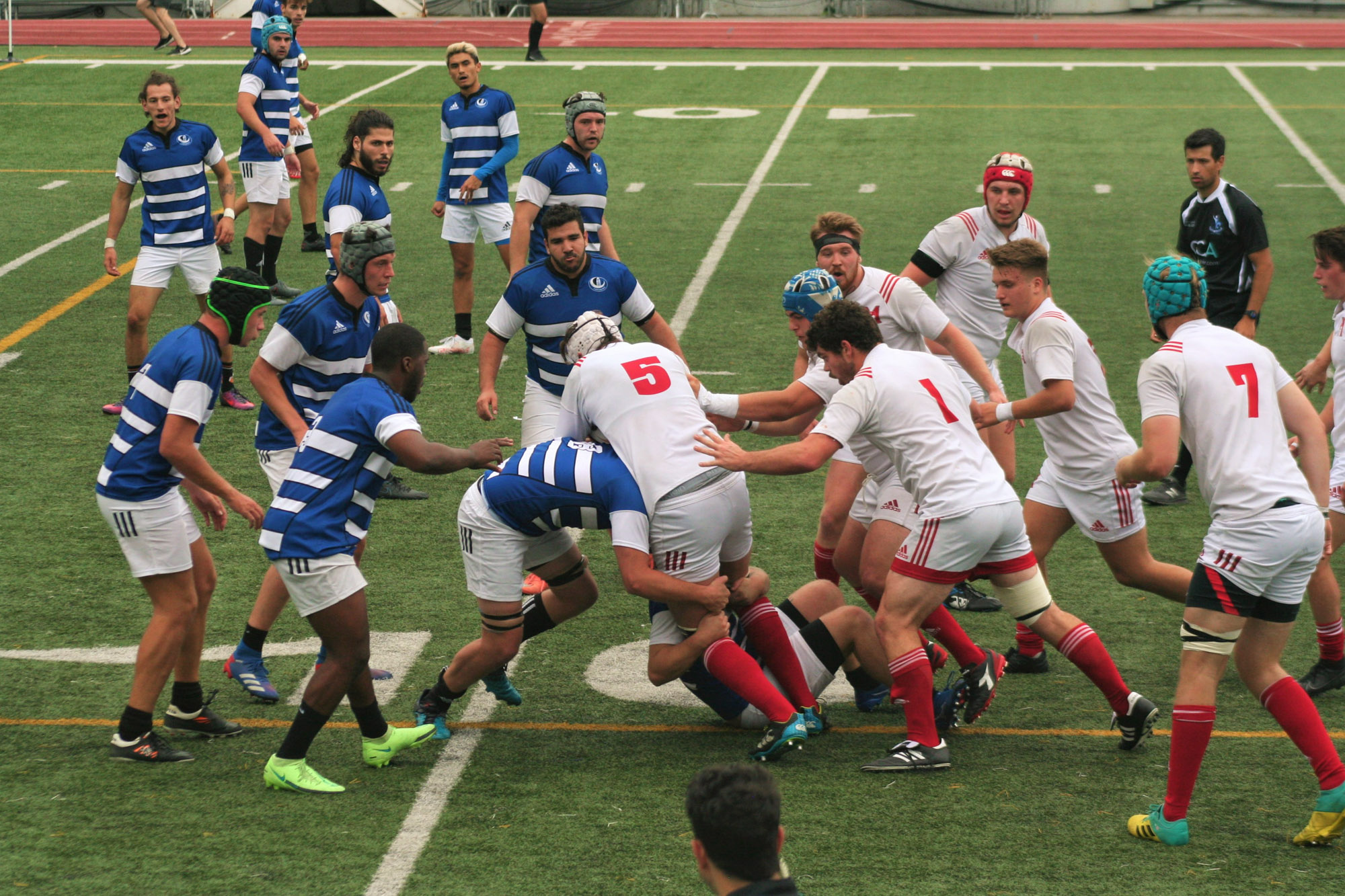Jean-François BLANCHETTE - Owen CUMMING - Theo FAURE - Thibault LE COZ - Antonin MAYNE - Ian MCDOWELL - Thomas RICHARDS - Diego TORRES -  Université McGill - Université de Montréal - Rugby -  (#McGillvsUdeM) Photo by:  | Siuxy Sports 2021-09-11