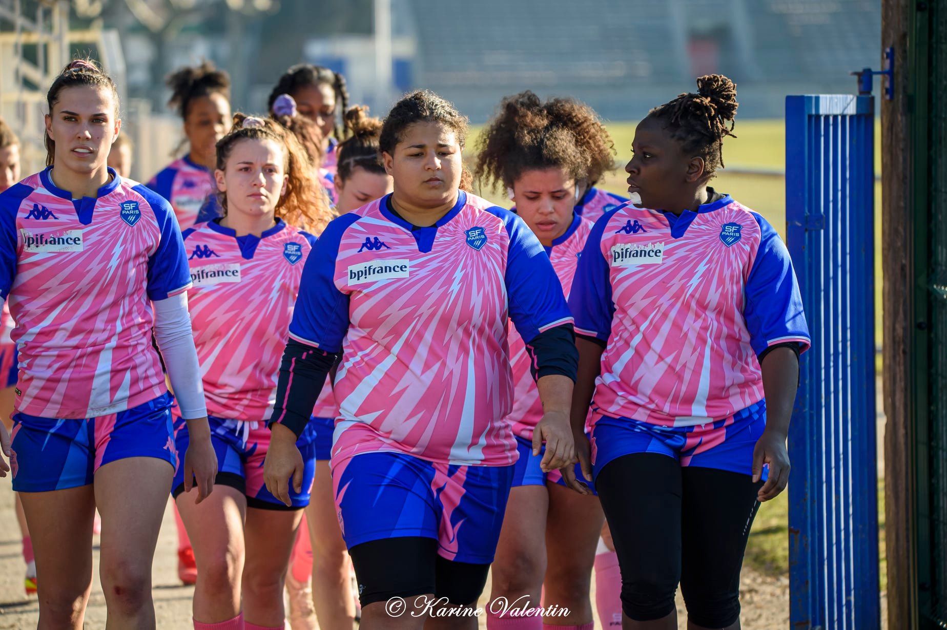 Maeva ABDERAMANE - Joanna AUBRUN - Mariame DIAW - Alice MULLER - Abigail TAMTBON - Angéline VIARDOT -  Stade Français -  - Rugby - FC Grenoble Vs Stade Français (#AmznesVsPinkRckts2022) Photo by: Karine Valentin | Siuxy Sports 2022-01-16