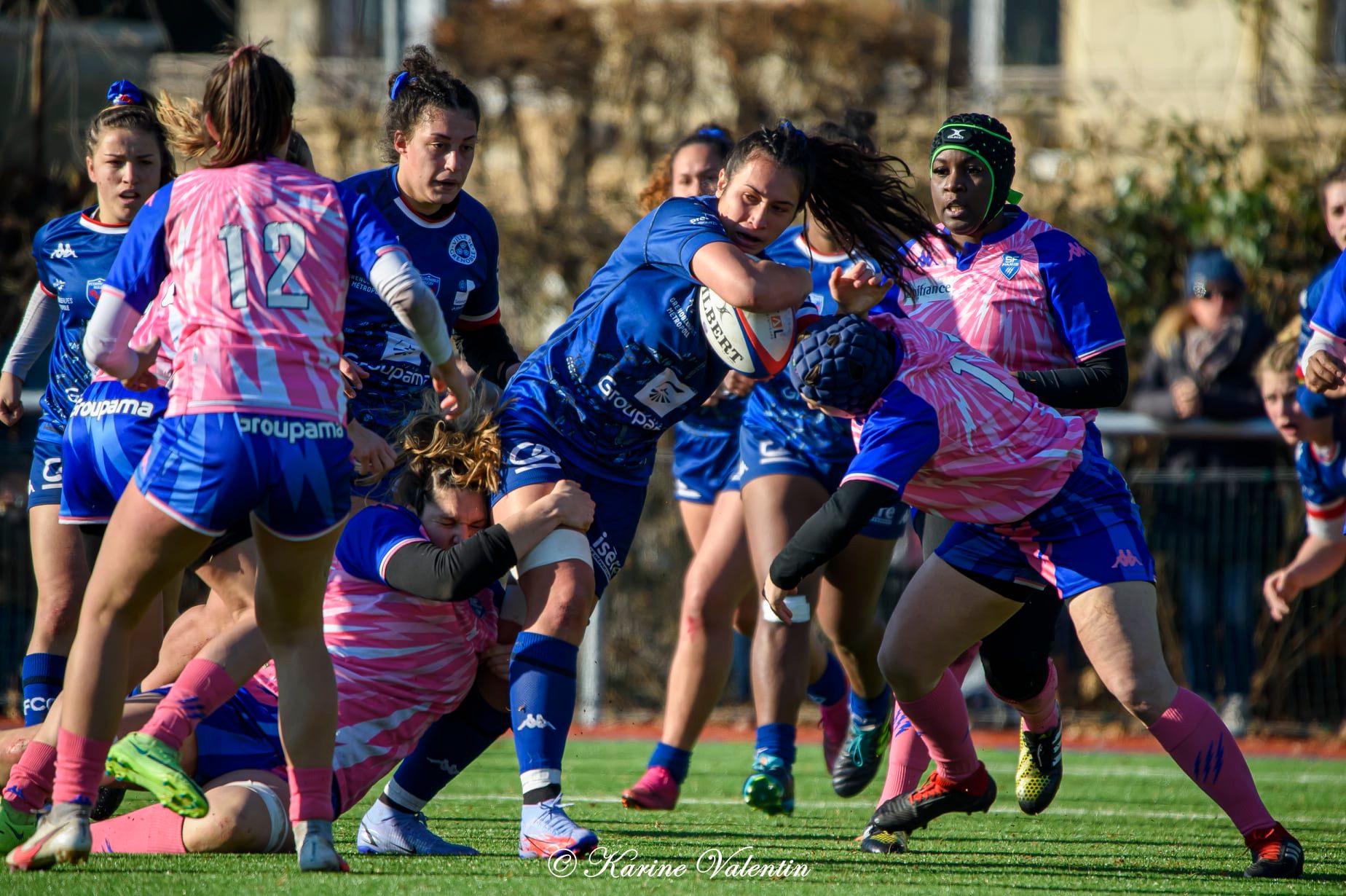 Alexandra CHAMBON - Manaé FELEU - Téani FELEU - Sana LAGRANDEUR -  FC Grenoble Rugby - Stade Français - Rugby - FC Grenoble Vs Stade Français (#AmznesVsPinkRckts2022) Photo by: Karine Valentin | Siuxy Sports 2022-01-16