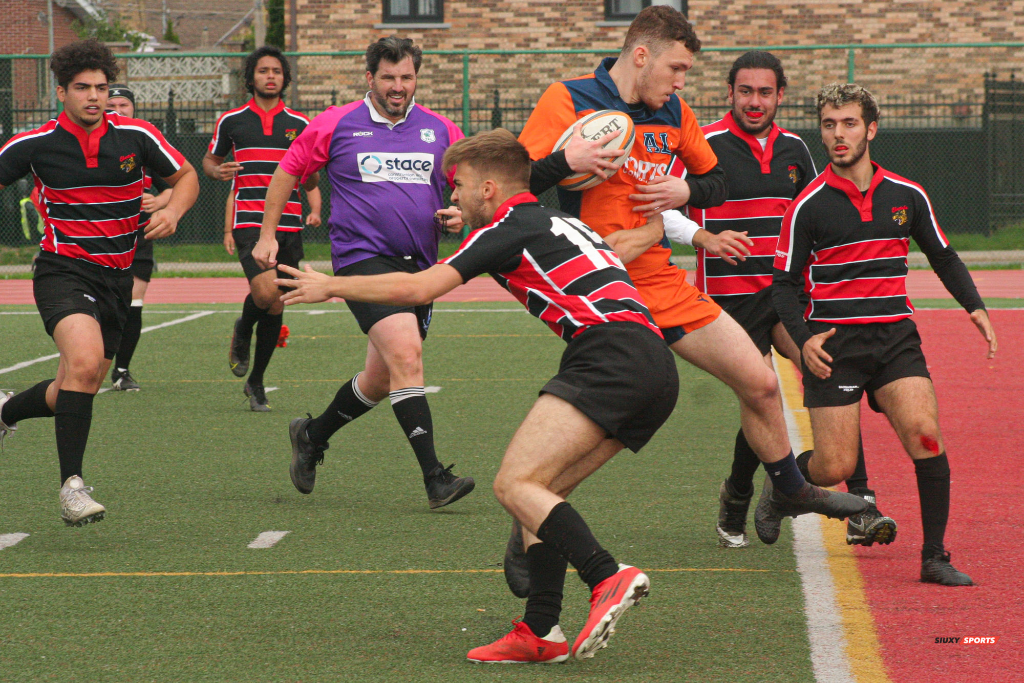 Agustin APARDIAN TAVIDIAN - Craig BEEMER - Raphael PAGES -  Cégep André Laurendeau - Cégep Vanier - Rugby -  (#ALvsVanier2021M) Photo by:  | Siuxy Sports 2021-10-10