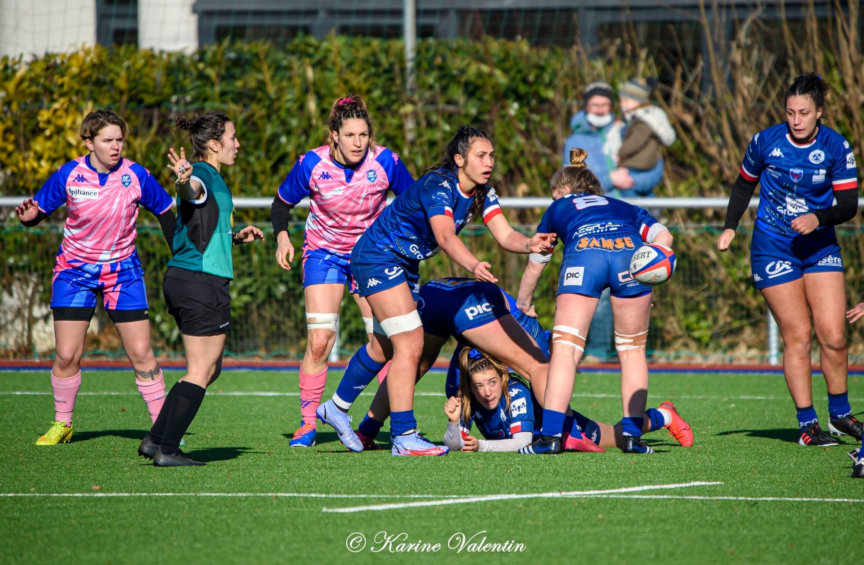 Alexandra CHAMBON - Lenaig CORSON - Manaé FELEU - Sana LAGRANDEUR -  FC Grenoble Rugby - Stade Français - Rugby - FC Grenoble Vs Stade Français (#AmznesVsPinkRckts2022) Photo by: Karine Valentin | Siuxy Sports 2022-01-16