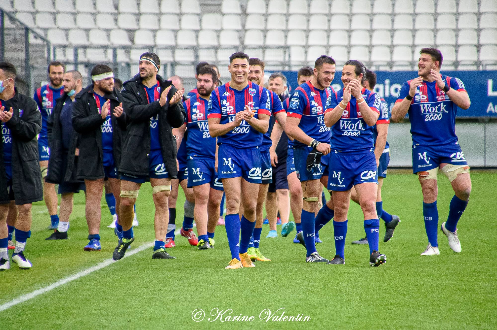 Clément ANCELY - Arthur CHRISTIENNE - Eli EGLAINE - Pierre GAYRAUD - Corentin GLENAT - Nika GVALADZE - Karim QADIRI - Romain TROUILLOUD -  FC Grenoble Rugby -  - Rugby - Grenoble Vs Vannes (#FCGvsRCVmai2021) Photo by: Karine Valentin | Siuxy Sports 2021-05-11