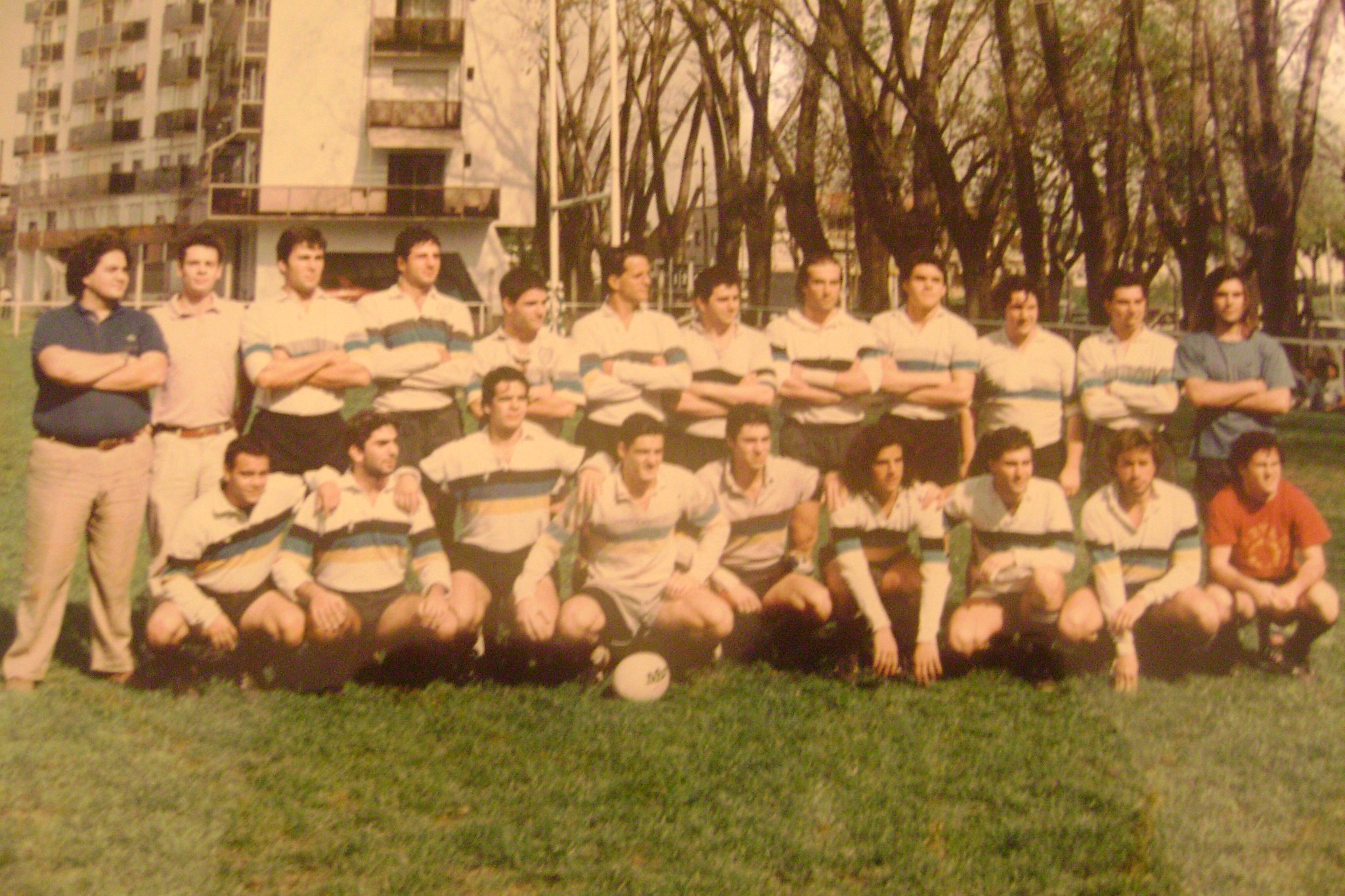 Julio ARRIETE - Hugo BANCHERO - Guillermo BAROUSSE - Hernan BENNETT - Jota CACIOS - Jorge MACRI - Diego RIMOLDI - Marcelo RÍOS -  Los Cedros -  - Rugby - M 23? 1990? () Photo by:  | Siuxy Sports 1990-06-06