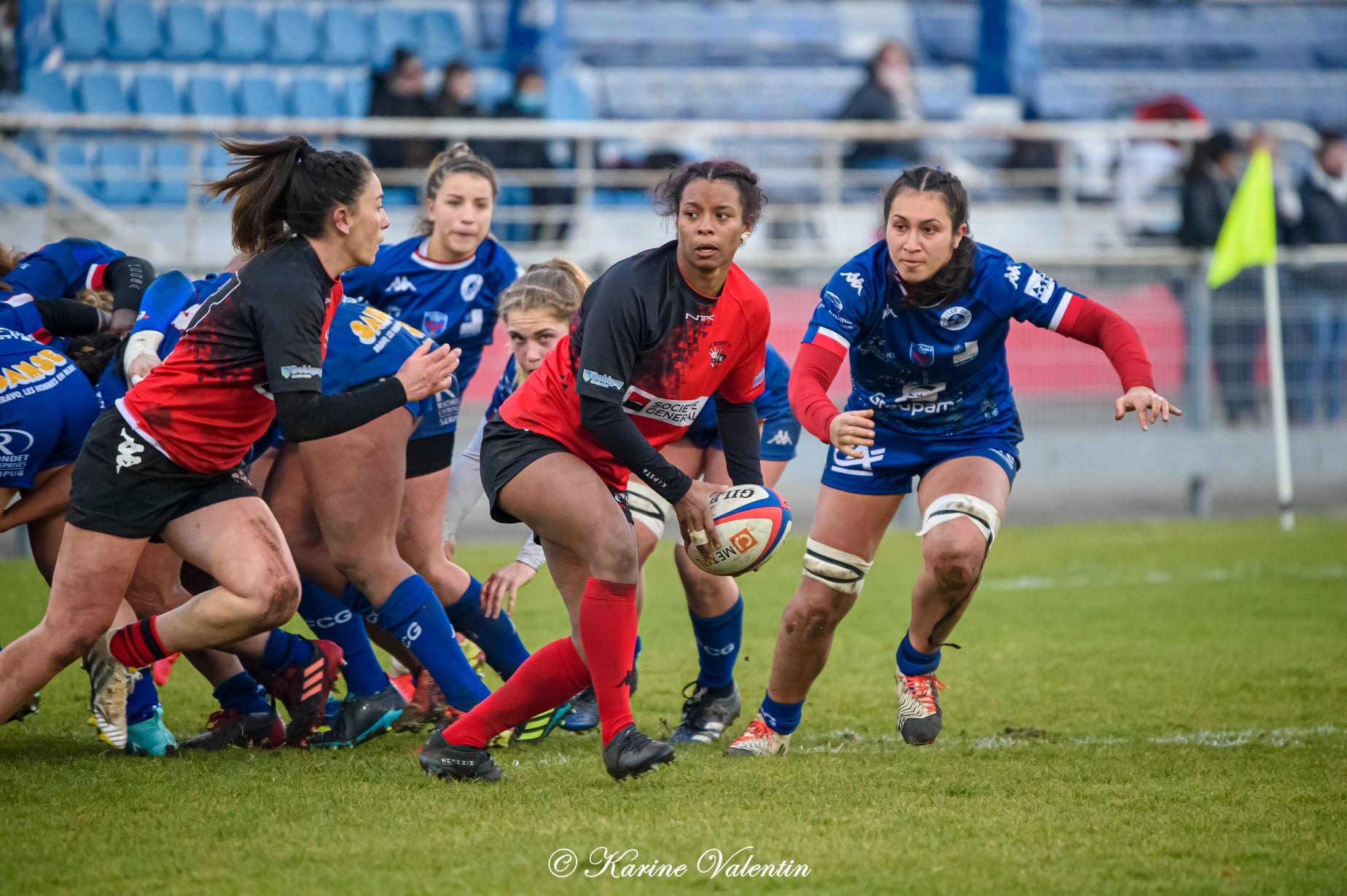Alexandra CHAMBON - Lea CHAMPON - Manaé FELEU -  FC Grenoble Rugby - AC Bobigny 93 Rugby - Rugby -  (#GrenobleVsBobigny2021Dec) Photo by: Karine Valentin | Siuxy Sports 2021-12-21