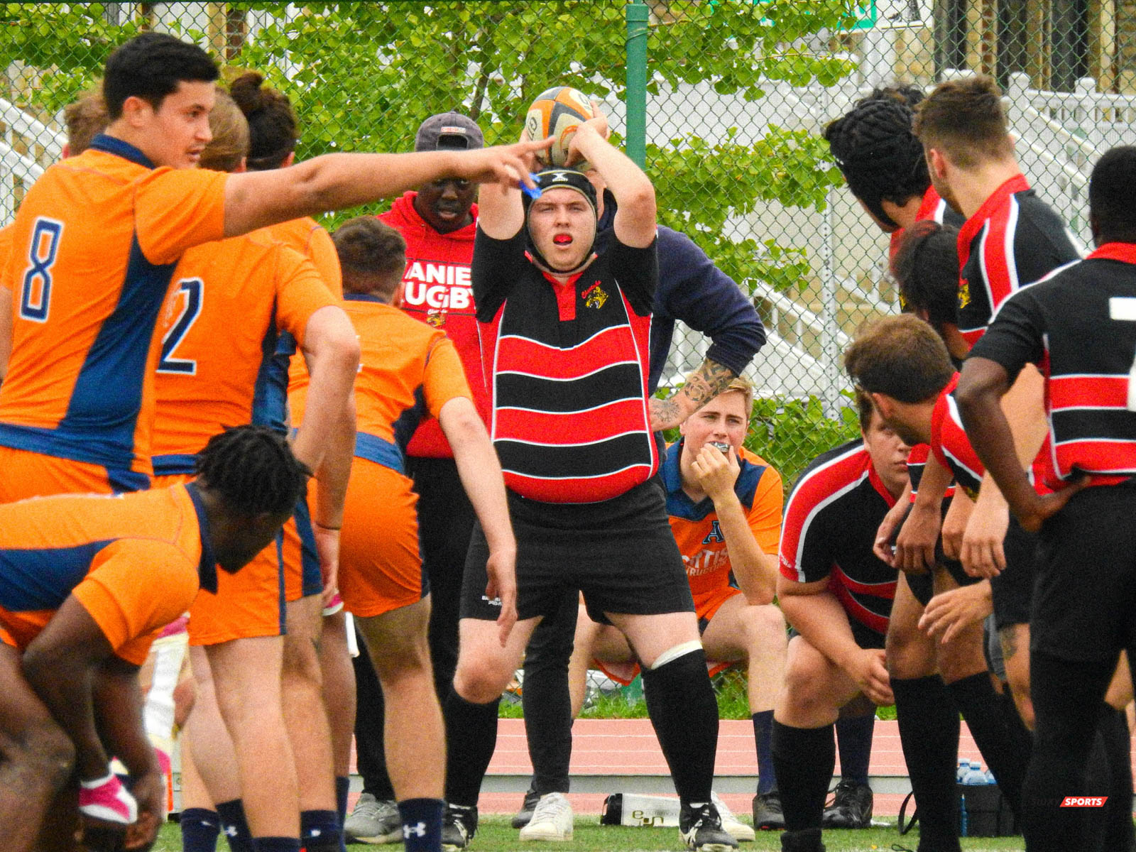 Clément AUCEIL - Gabriel FORGET-KYRIAKOU - Valery WARREN -  Cégep André Laurendeau - Cégep Vanier - Rugby -  (#ALvsVanier2021M) Photo by:  | Siuxy Sports 2021-10-10