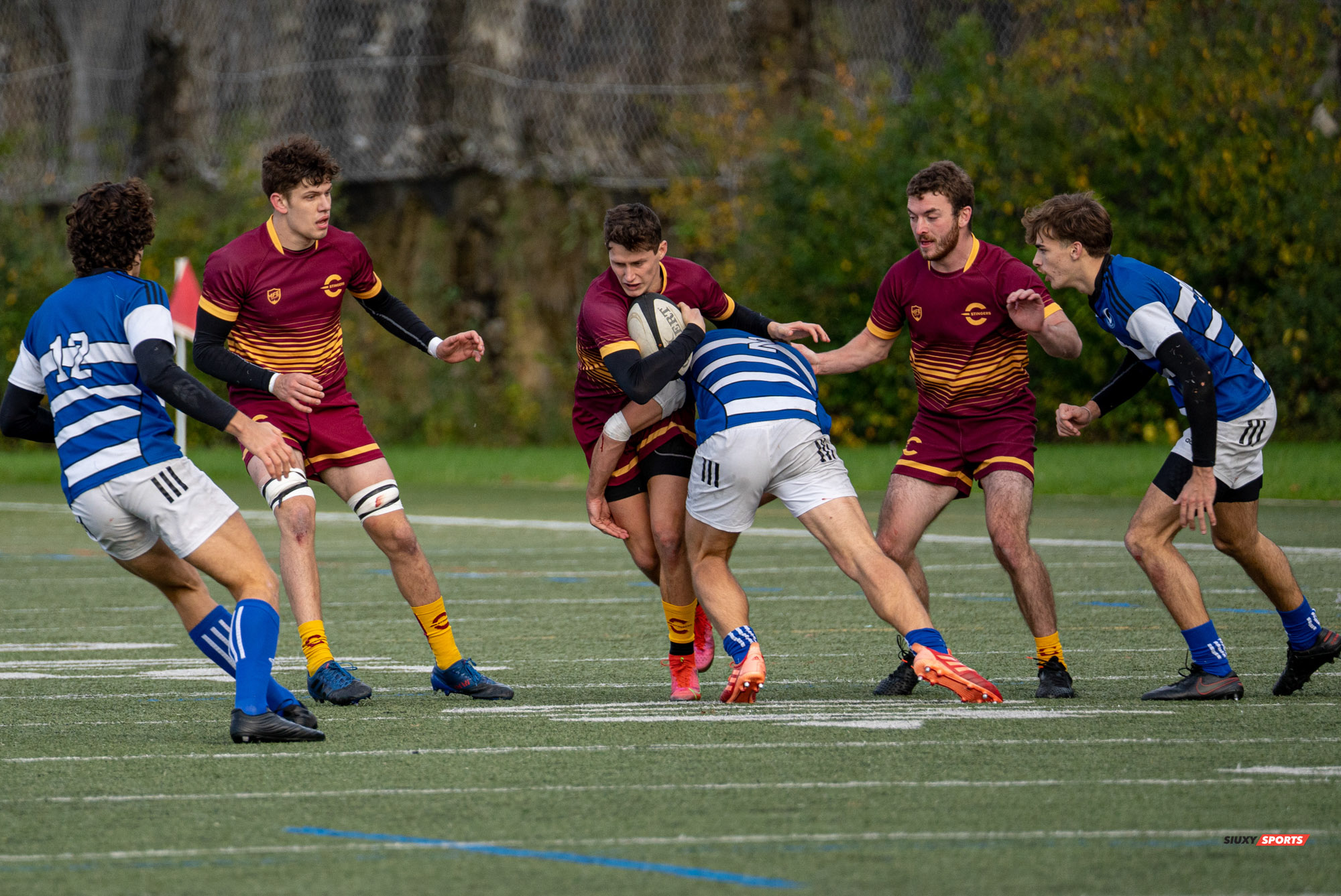 Arthur DU CHAFFAUT - Ben LAURIN - Brendan MACKENZIE -  Université de Montréal - Université Concordia - Rugby -  (#UdeMvsConcordia2021M) Photo by:  | Siuxy Sports 2021-10-23