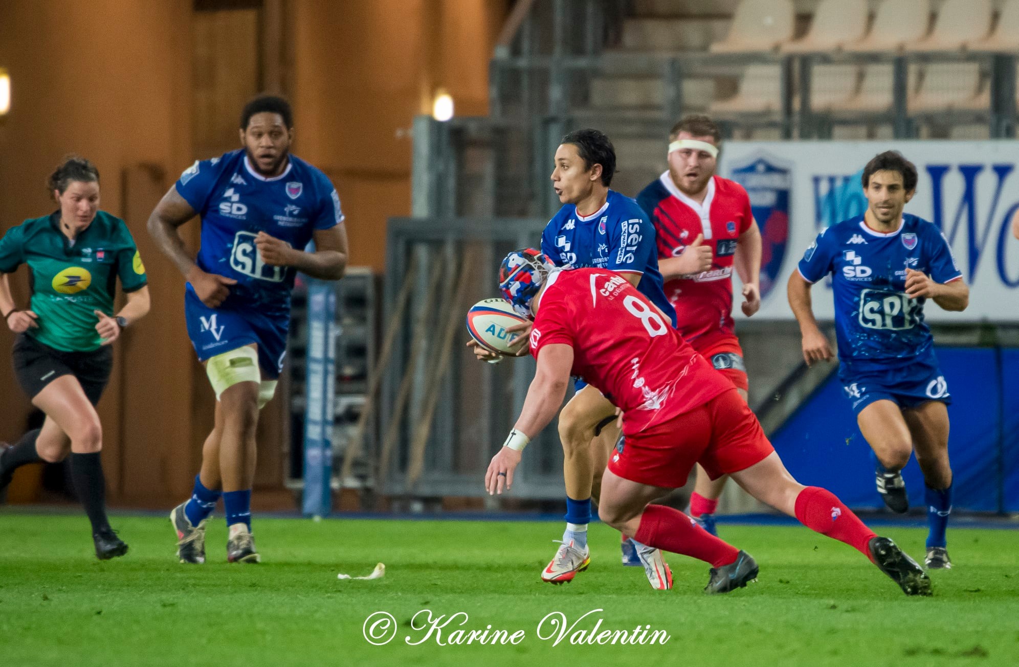 Ange CAPUOZZO - Levi DOUGLAS - Felipe EZCURRA -  FC Grenoble Rugby - Stade Aurillacois - Rugby - FC Grenoble Rugby vs Stade Aurillacois - 2022 (#FCGvsSA2022R02) Photo by: Karine Valentin | Siuxy Sports 2022-02-18