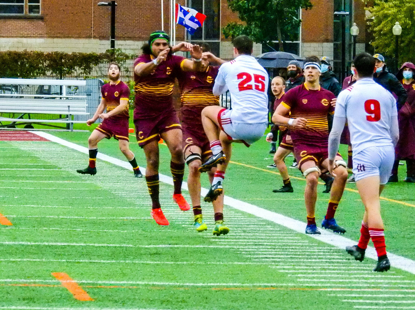 Mohamed ALMOALLIM - Owen CUMMING - Ben LAURIN - Justin SAVOIE-DAVIES - Jean-Christophe VINETTE -  Université Concordia - Université McGill - Rugby -  (#ConcordiaVsMcGill2021) Photo by:  | Siuxy Sports 2021-10-02