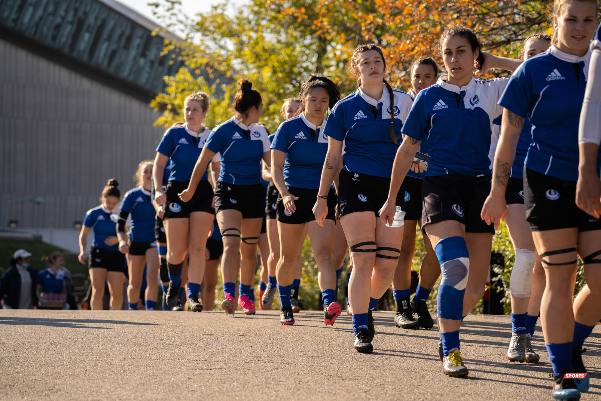 Isabelle CRONIER - Alison JEFFREY - Irène KOUAM - Marie-Li LAPIERRE - Carolane LARIVIÈRE - Pauline MOUSSA -  Université de Montréal -  - Rugby -  (#3UdeMvsCarletonF) Photo by:  | Siuxy Sports 2021-11-07
