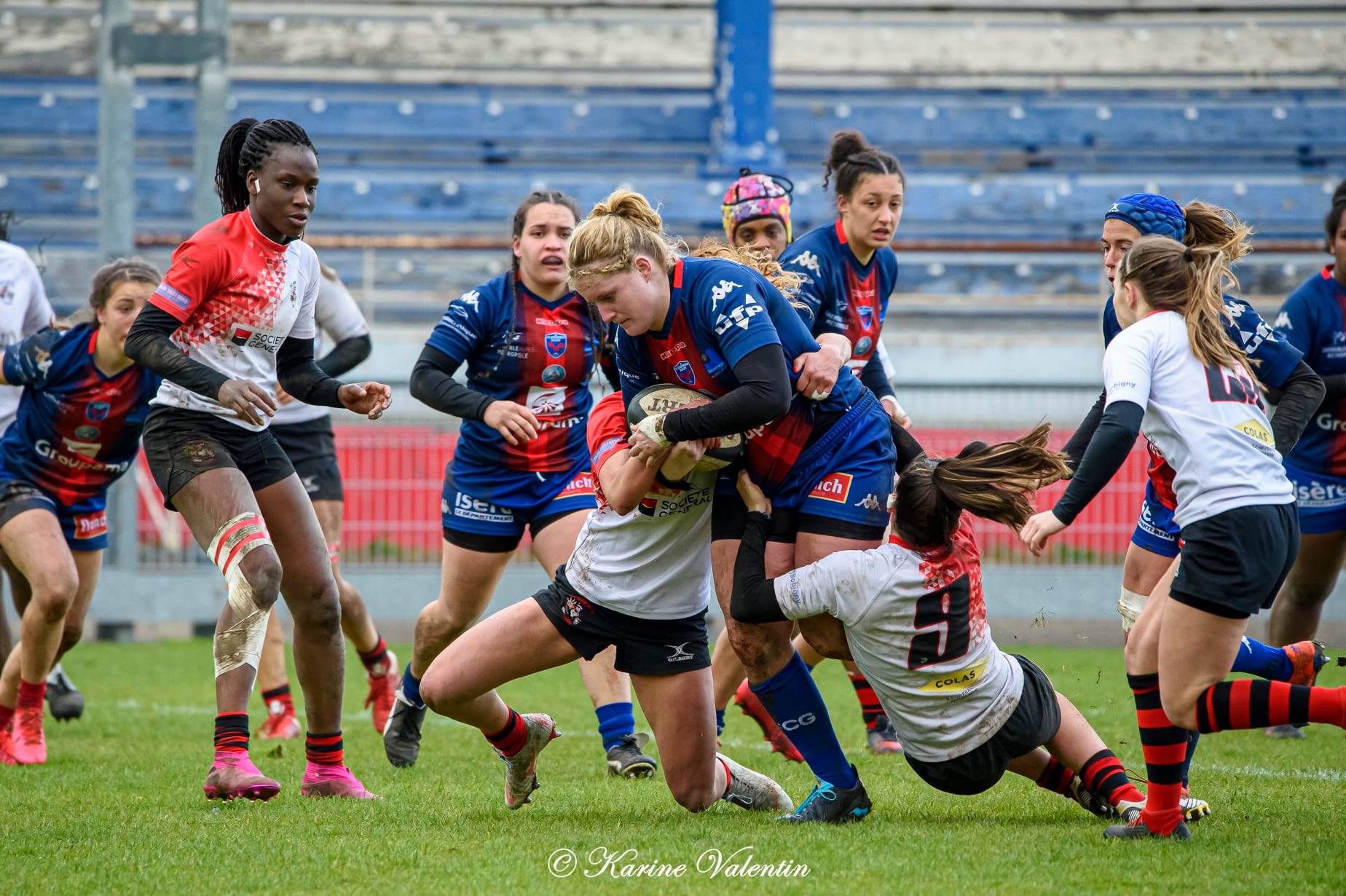 Linda HAFSA - Sana LAGRANDEUR -  FC Grenoble Rugby - AC Bobigny 93 Rugby - Rugby -  (#GrenobleVsBobigny2021Mar) Photo by: Karine Valentin | Siuxy Sports 2021-03-15