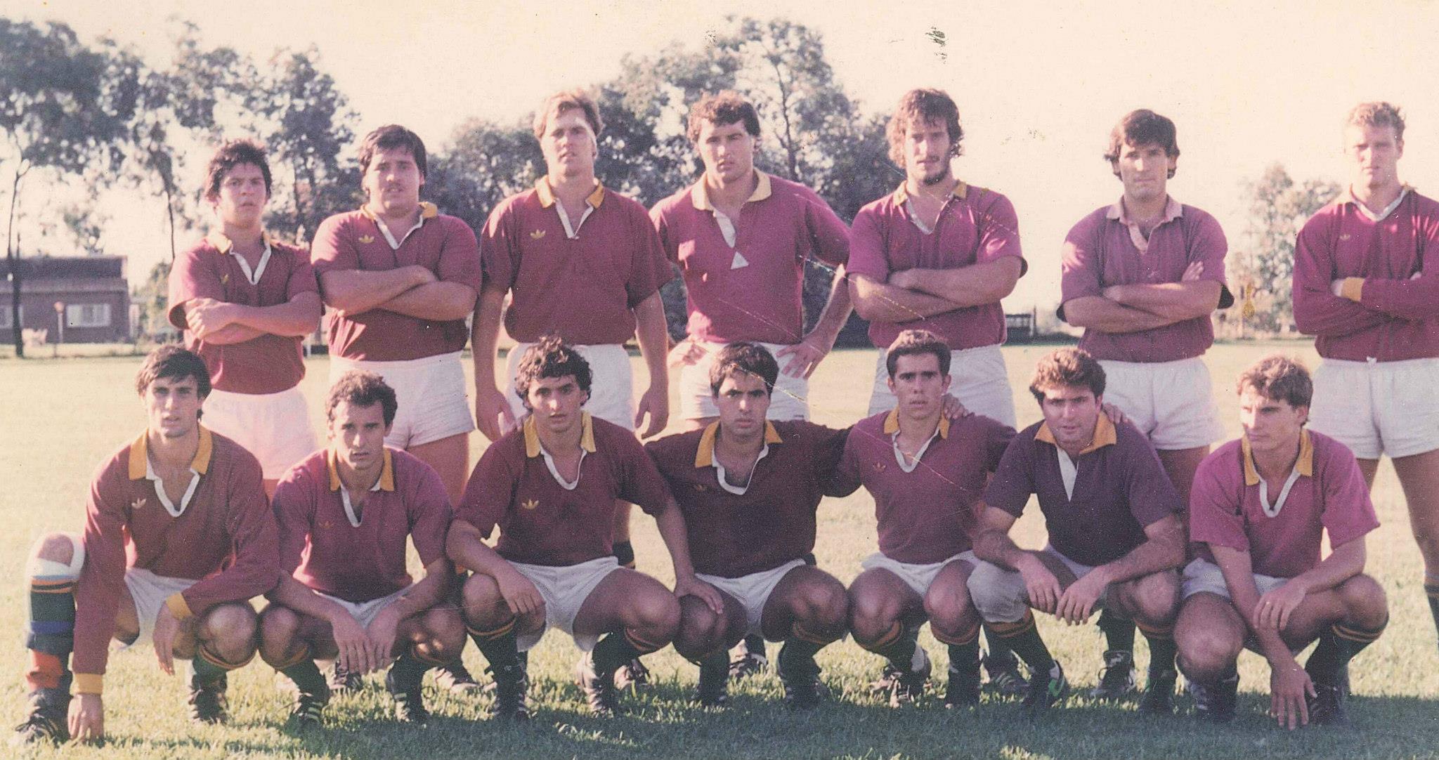 Ignacio BELO BELLONI - Carlos BURGWARDT - Gaston CORNU-LABAT - Alejandro DIEZ - Diego POGGI - Cristián VIEL -  Newman -  - Rugby - Varios integrantes camadas 69,68 y 67. vs Belgrano en Pinaso () Photo by:  | Siuxy Sports 1992-05-01