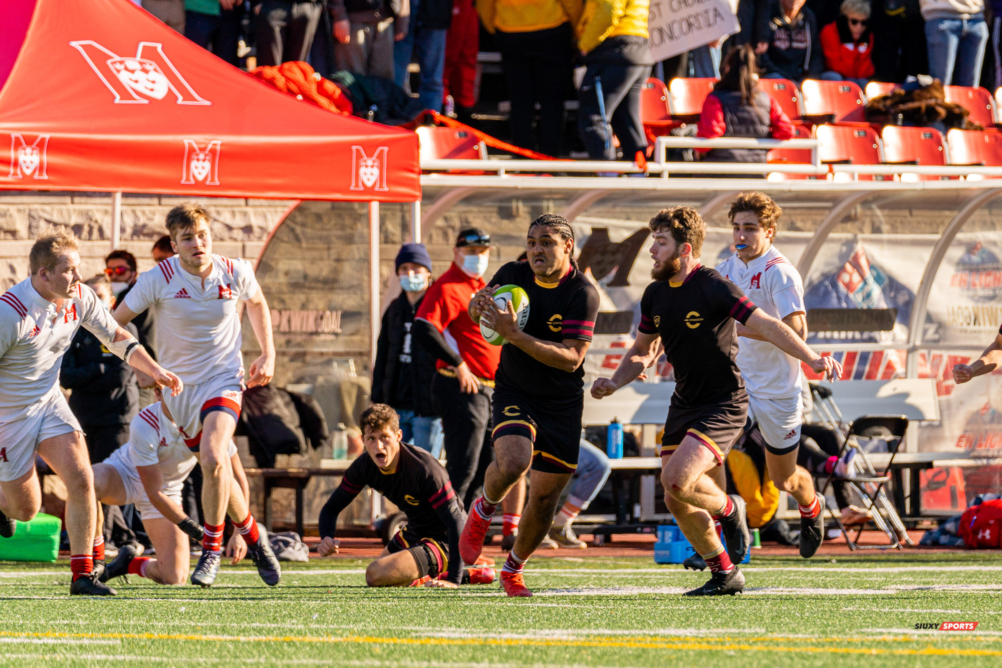 Mohamed ALMOALLIM - Arthur DU CHAFFAUT - Jean-Christophe VINETTE -  Université McGill - Université Concordia - Rugby -  (#McGillvsConcordiaFinalsM) Photo by:  | Siuxy Sports 2021-11-06