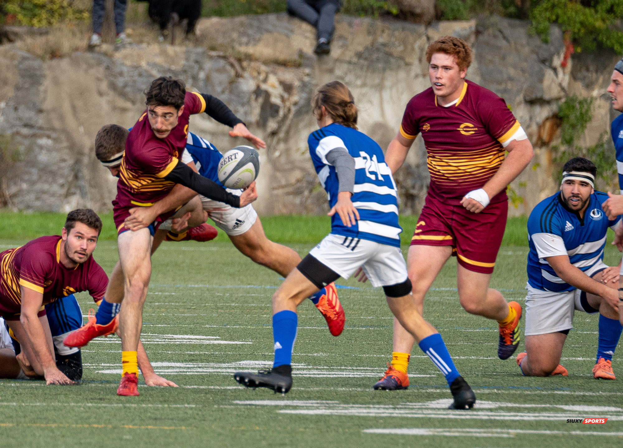 Sean D'ALESIO - Aidan MCMULLAN - Hugo ROBERT - Romain SAUVÉ - Tye WALLACE -  Université de Montréal - Université Concordia - Rugby -  (#UdeMvsConcordia2021M) Photo by:  | Siuxy Sports 2021-10-23