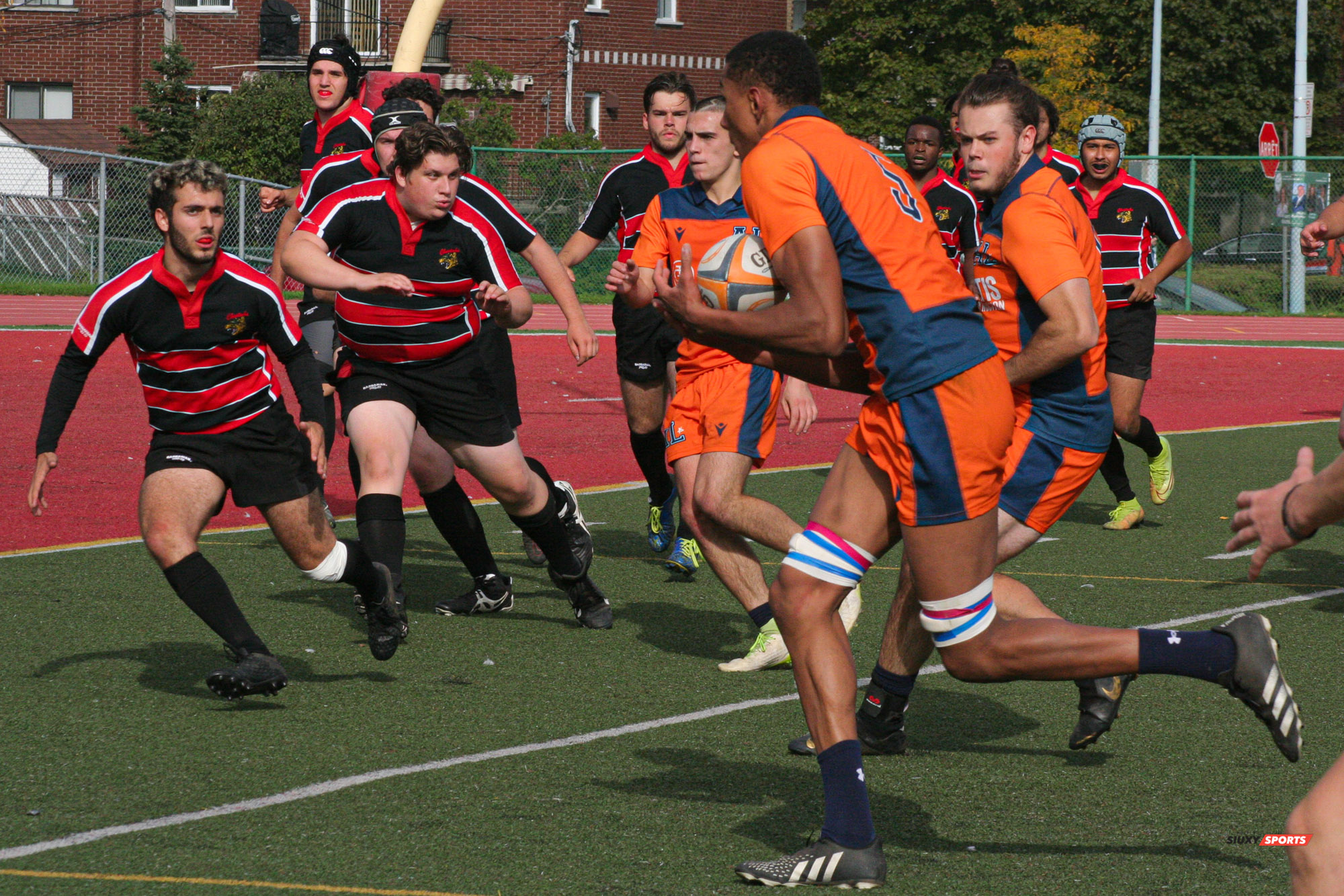 Axel ADJAHI - Agustin APARDIAN TAVIDIAN - Jérémy FERLAND-PLANTE - Gabriel FORGET-KYRIAKOU -  Cégep André Laurendeau - Cégep Vanier - Rugby -  (#ALvsVanier2021M) Photo by:  | Siuxy Sports 2021-10-10