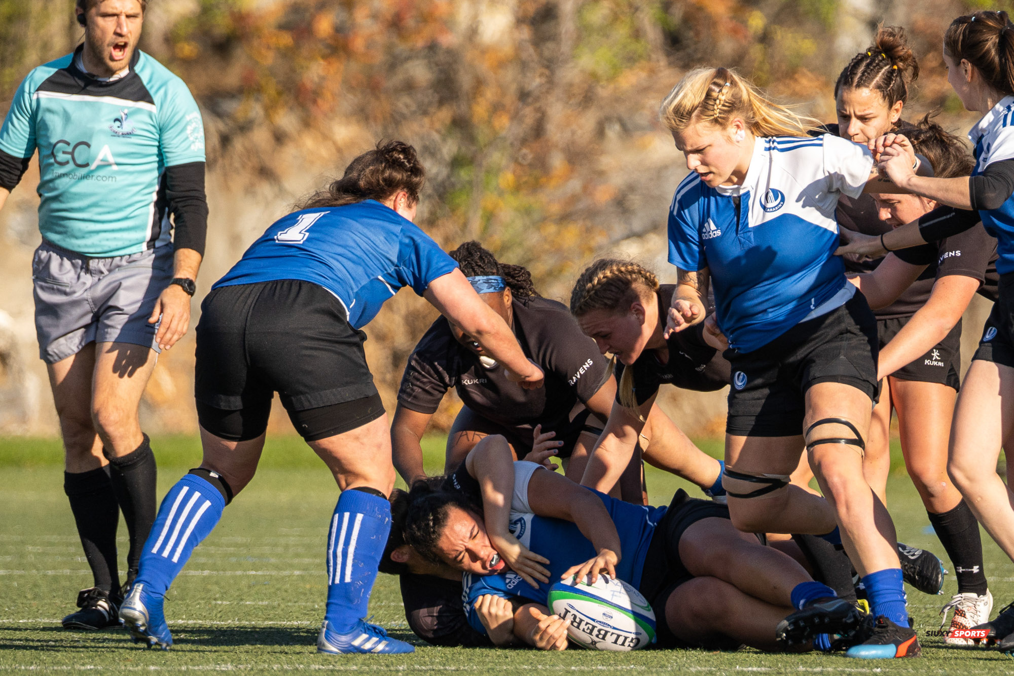 James ACKER - Samantha ALBERT - Irène KOUAM - Carolane LARIVIÈRE -  Université de Montréal - Université Carleton - Rugby -  (#3UdeMvsCarletonF) Photo by:  | Siuxy Sports 2021-11-07
