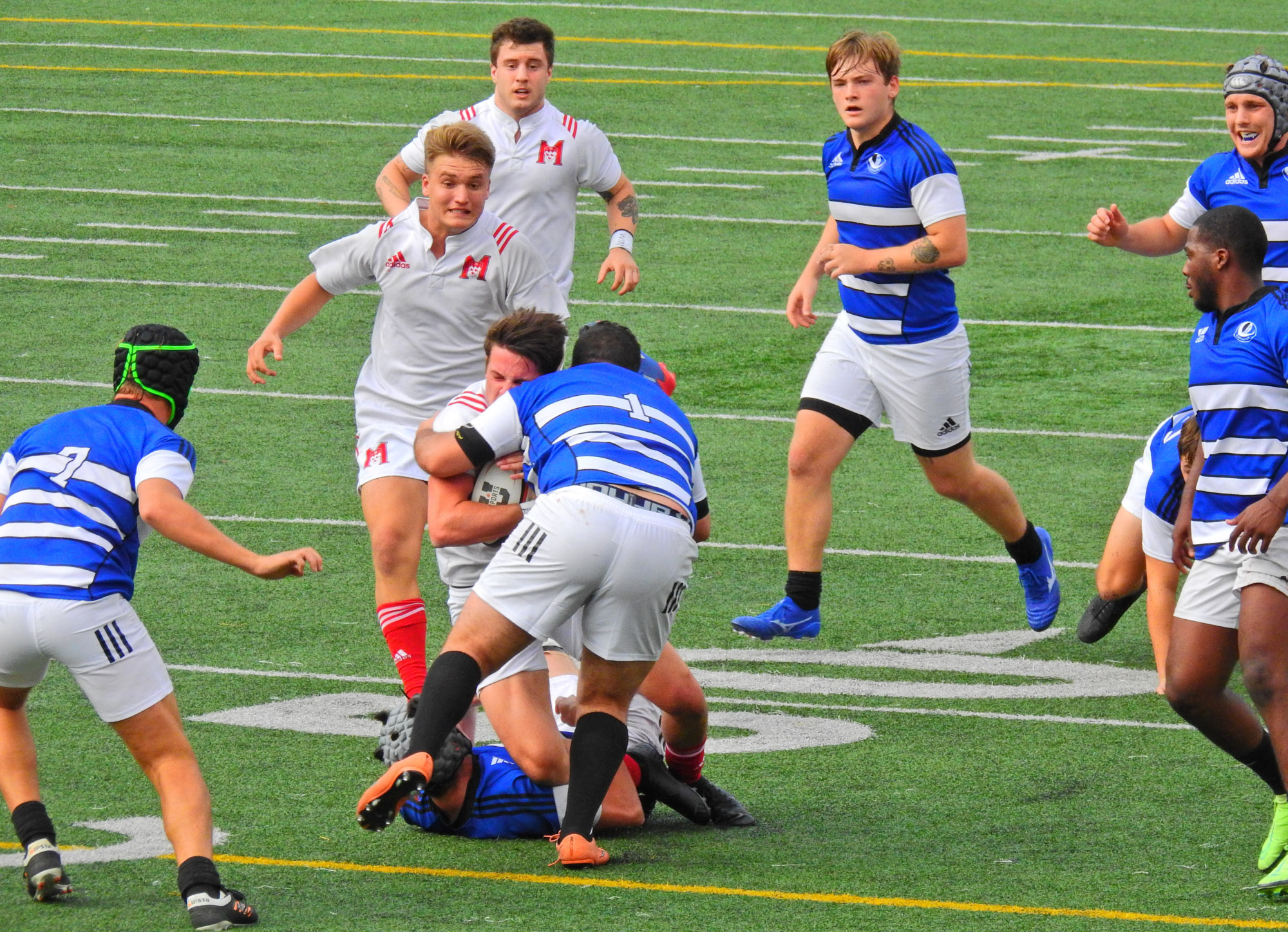 Léo BANTI - Mathis GOUY - Liam PANTIS - Yanis TIO-TOURÉ -  Université McGill - Université de Montréal - Rugby -  (#McGillvsUdeM) Photo by:  | Siuxy Sports 2021-09-11