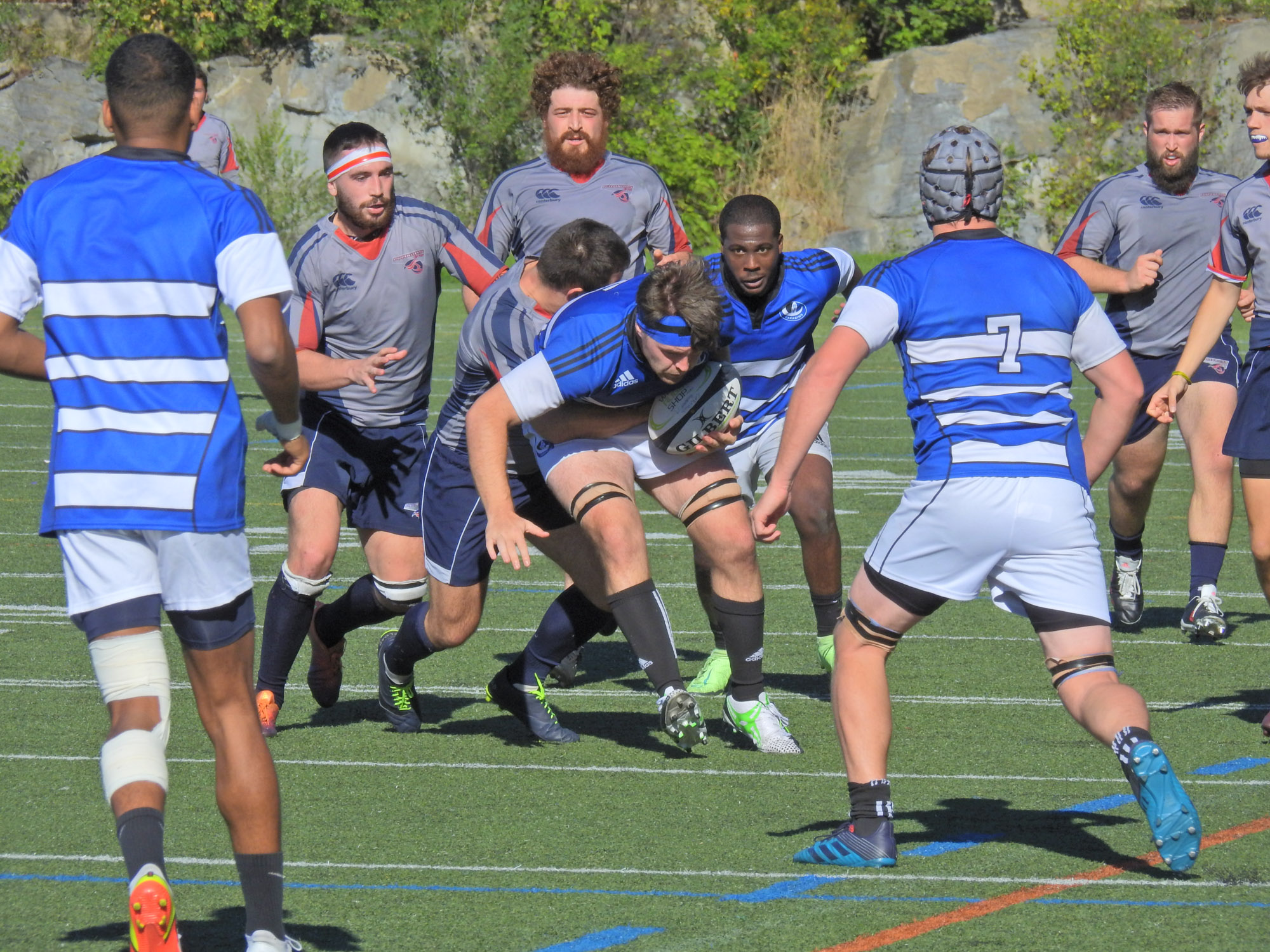 Jean-François BLANCHETTE - Jonathan FORTUNAT - Nicolas MERCIER - Florian THOMAS -  Université de Montréal - ÉTS (École de technologie supérieure) - Rugby -  (#UdeMvsETS) Photo by:  | Siuxy Sports 2021-09-19