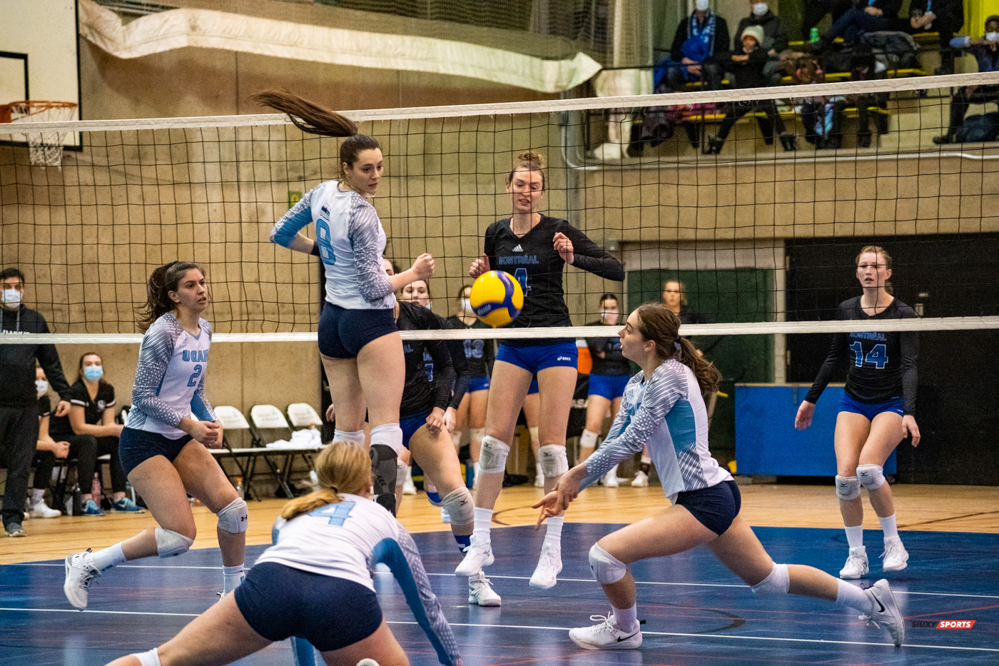Gabrielle ARCHAMBAULT - Clémence GLORIEUX - Sabrina MAYER - Karine OUELLETTE - Maude THIVIERGE -  Université de Montréal - Université du Québec à Montréal - Volleyball - Université de Montréal vs Université du Québec à Montréal - Volleyball Fém (#CrbnsVsCtdns2022VollF) Photo by:  | Siuxy Sports 2022-02-26