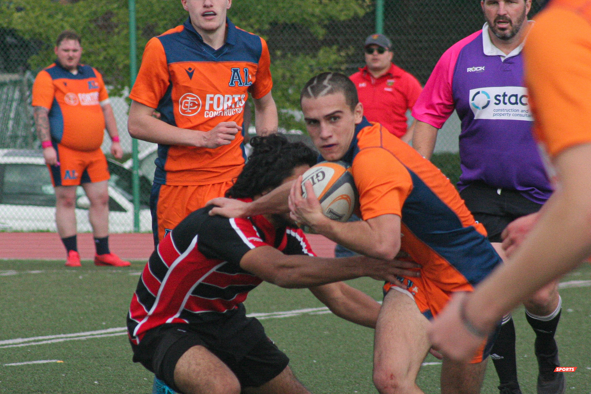 Craig BEEMER - Pierre-Olivier PHAN-LACHAPELLE - Jules SALVAN -  Cégep André Laurendeau - Cégep Vanier - Rugby -  (#ALvsVanier2021M) Photo by:  | Siuxy Sports 2021-10-10