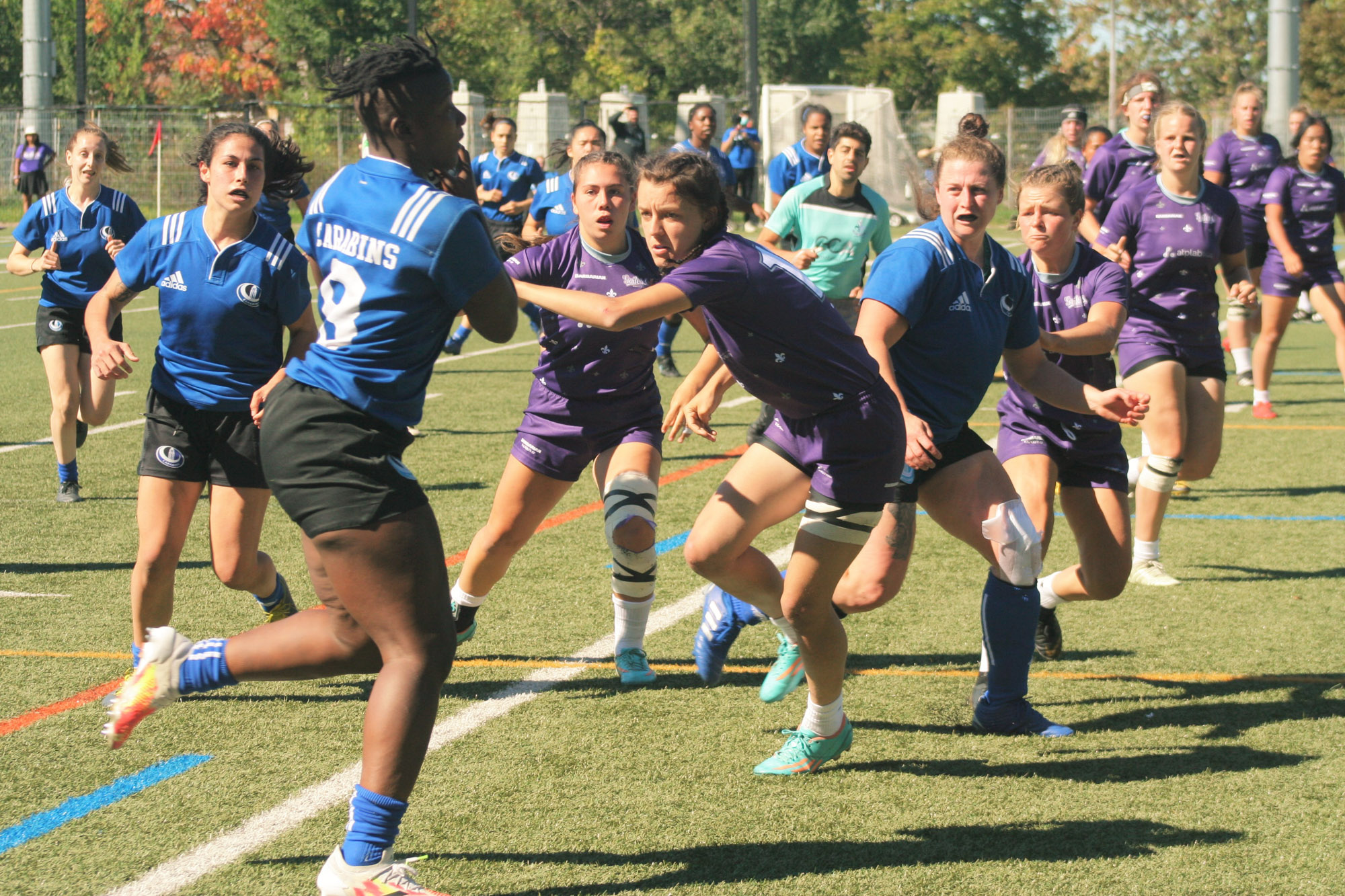 Samantha ALBERT - Alexandra ÉTIENNE - Ngalula FUAMBA - Maude LANOIE - Alec MONTEALEGRE - Pauline MOUSSA -  Université de Montréal - Bishop's University - Rugby -  (#UdeMvsBishopW2021) Photo by:  | Siuxy Sports 2021-09-19
