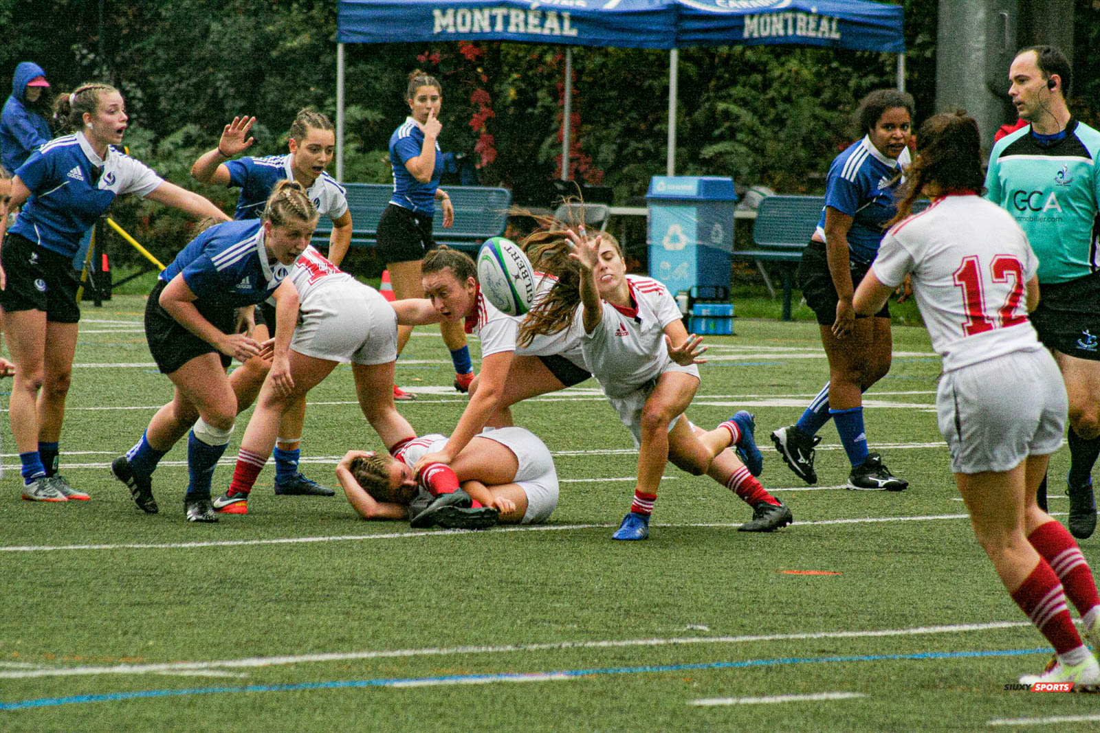 Camille BANNAY - Brooke BORGATTI - Amy PAGE -  Université de Montréal - Université McGill - Rugby -  (#UdMvsMcGill2021w) Photo by:  | Siuxy Sports 2021-10-16