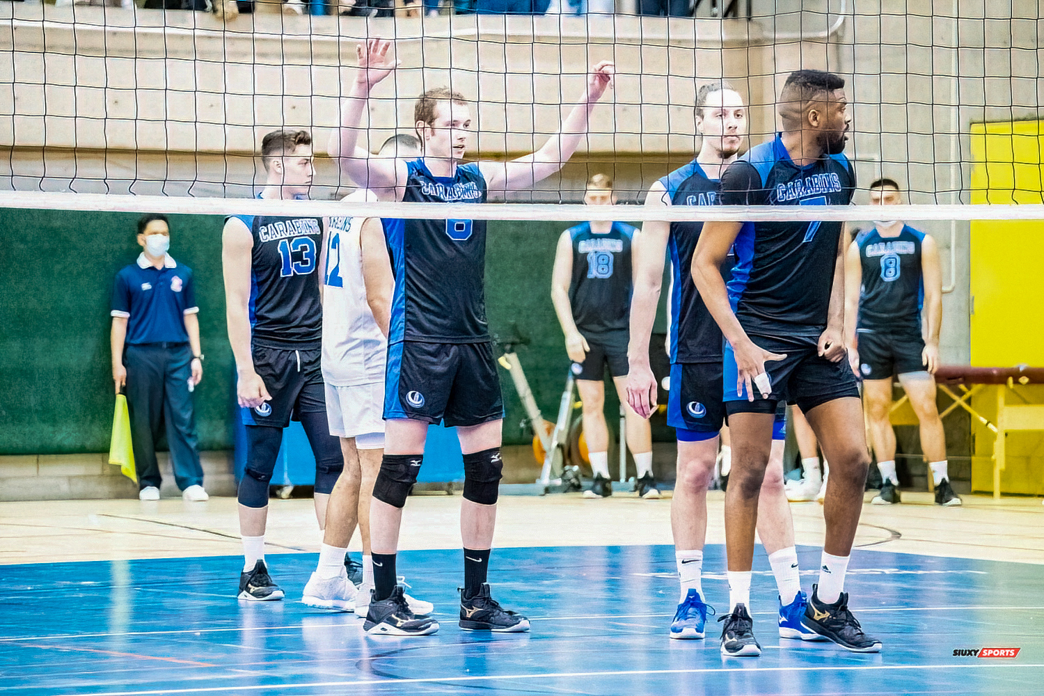 Guillaume BISSON - Philippe BORDENAVE - Yassine KASSIS - Tristan LEMIRE - Alexis TOURNIER -  Université de Montréal - Université de Sherbrooke - Volleyball - Université de Sherbrooke (3) vs Université de Montréal (1) - Final 1 2022 (#VertOrVsCarabinsFinal1M) Photo by:  | Siuxy Sports 2022-03-19