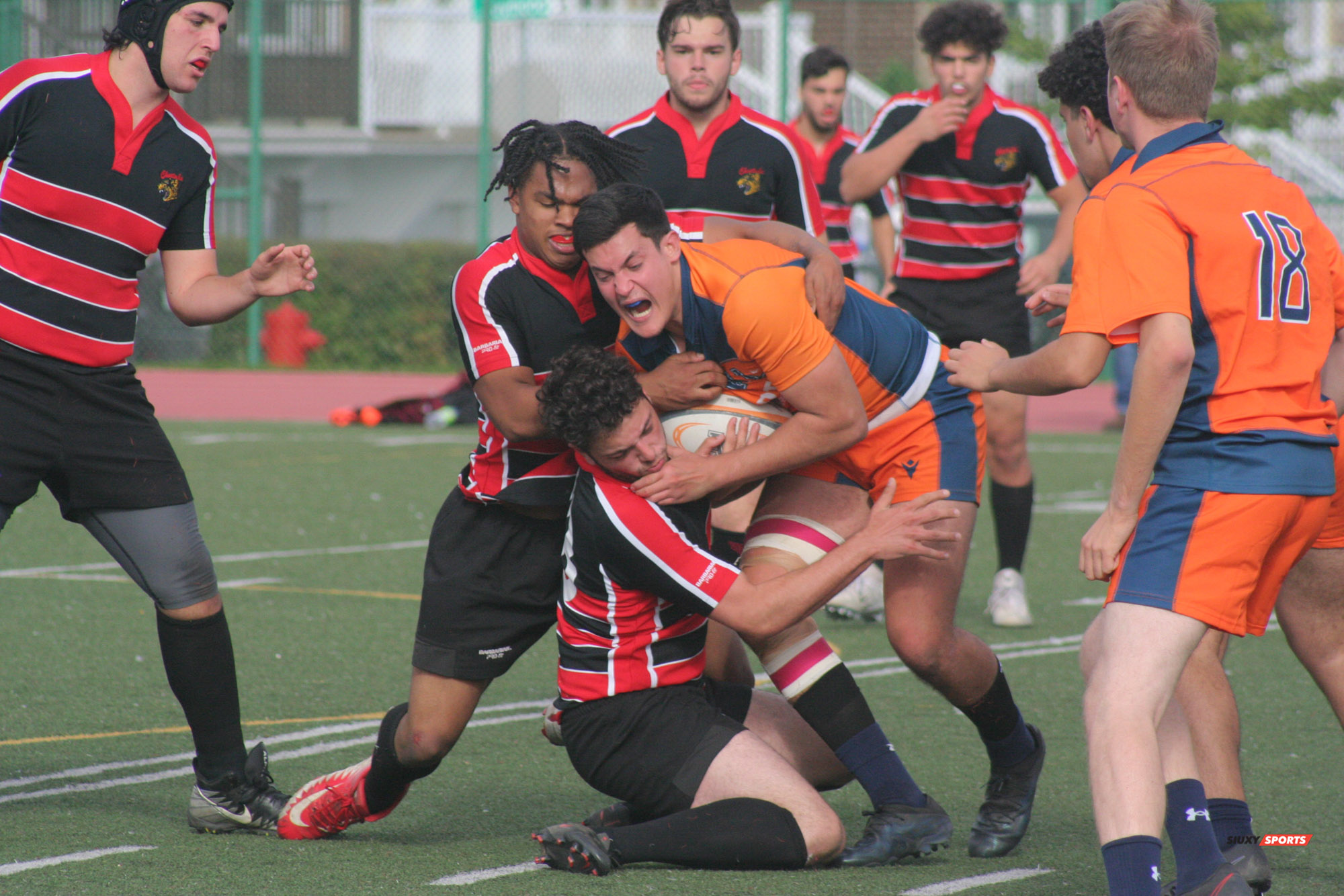 Clément AUCEIL - Nicolo MARSALA - Marcus PALMER-WALKER - Jeremy VIEIRA -  Cégep André Laurendeau - Cégep Vanier - Rugby -  (#ALvsVanier2021M) Photo by:  | Siuxy Sports 2021-10-10