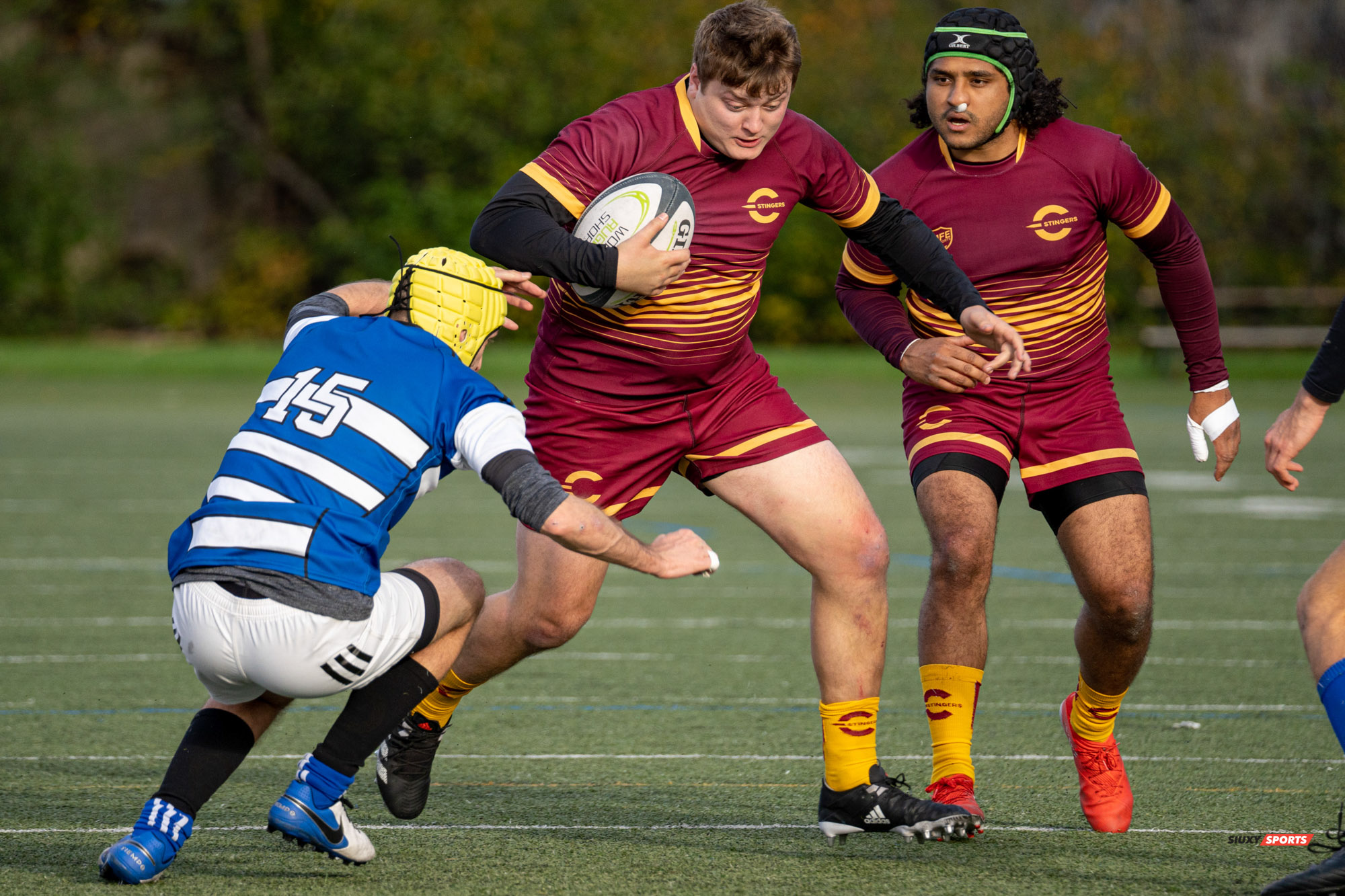 Mohamed ALMOALLIM - Laurence-Olivier BELLEY - Alexandre LEDUC -  Université de Montréal - Université Concordia - Rugby -  (#UdeMvsConcordia2021M) Photo by:  | Siuxy Sports 2021-10-23