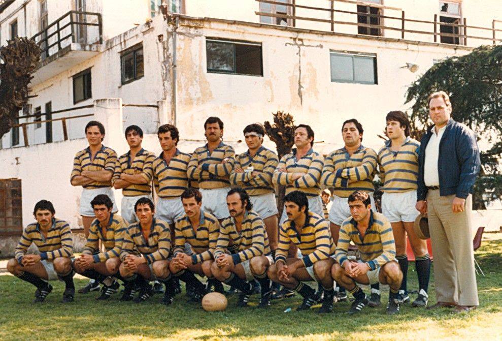 Benito CICARELLI - Joaquin DE LA TORRE - Roque GONZALEZ BENEGAS - Fernando IBARROLA - Javier LORENZO - Eduardo MONOPOLI - Robert PASTRANA - Marcelo ROLDAN - Antonio RUGOLO - Diego SEGURA - Julio G SERVETTO - Hugo STUVEN -  Club Regatas de Bella Vista -  - Rugby - Primera division, en 1984 () Photo by:  | Siuxy Sports 1984-06-01