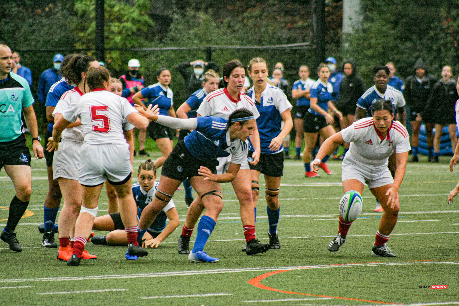 Camille BANNAY - Alex-Ann GAGNÉ - Marie-Li LAPIERRE - Sasha PREVOST - Davine YANG -  Université de Montréal - Université McGill - Rugby -  (#UdMvsMcGill2021w) Photo by:  | Siuxy Sports 2021-10-16