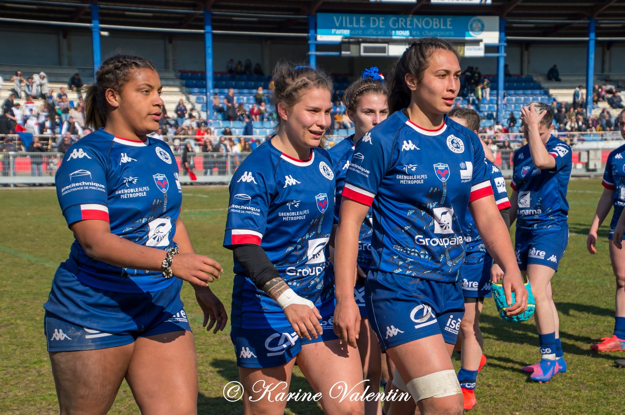 Manaé FELEU - Ambre MWAYEMBE - Charlotte SUILLEROT -  FC Grenoble Rugby - Section Paloise - Rugby - Grenoble Amazones vs PAU Lons (#FCGVsSectPaloise2022) Photo by: Karine Valentin | Siuxy Sports 2022-03-06