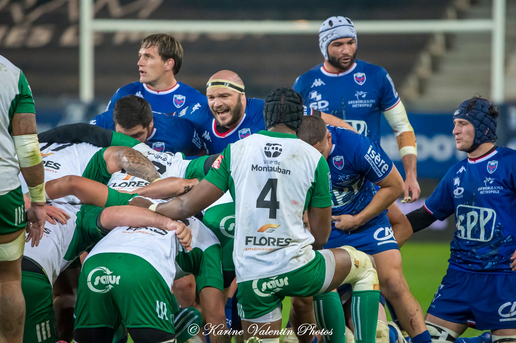 Steeve BLANC-MAPPAZ - Jean-Charles ORIOLI - Marnus SCHOEMAN -  FC Grenoble Rugby - US Montauban - Rugby - FC Grenoble (22) vs (21) US Montauban - 2022  (#FCGvsUSM2022avr) Photo by: Karine Valentin | Siuxy Sports 2022-04-08