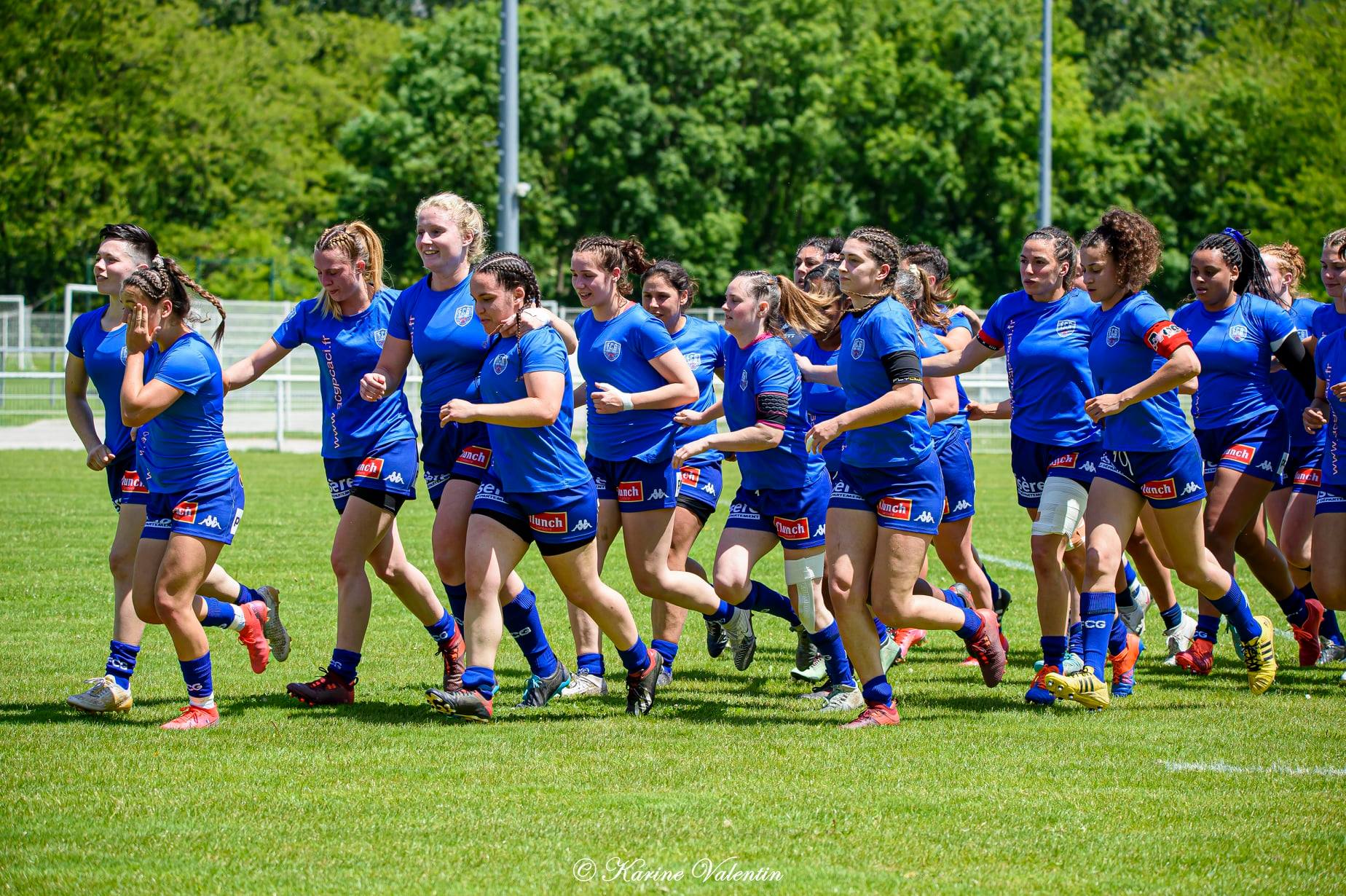 Lison AGRIODOS - Oceane BUISSON - Estelle CARPENTIER - Lea CHAMPON - Violaine CHAVANCE - Margaux DONZEL - Linda HAFSA - Emma POULAT -  FC Grenoble Rugby -  - Rugby -  (#GrenobleVsStdFrancais2021) Photo by: Karine Valentin | Siuxy Sports 2021-05-23