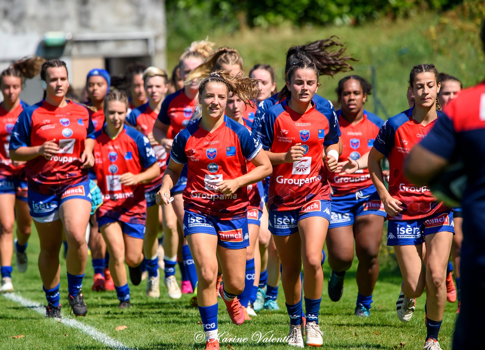 Lison AGRIODOS - Makarita BALEINAGODO - Alexandra CHAMBON - Lorette JACQUOT - Océane MILLO CHEVREY - Enoé NERI - Dorine PERRIN - Julia TURC -  FC Grenoble Rugby -  - Rugby - FC Grenoble Vs Lyon Olympique Universitaire (#AmznesVsLOU2021) Photo by: Karine Valentin | Siuxy Sports 2021-09-05