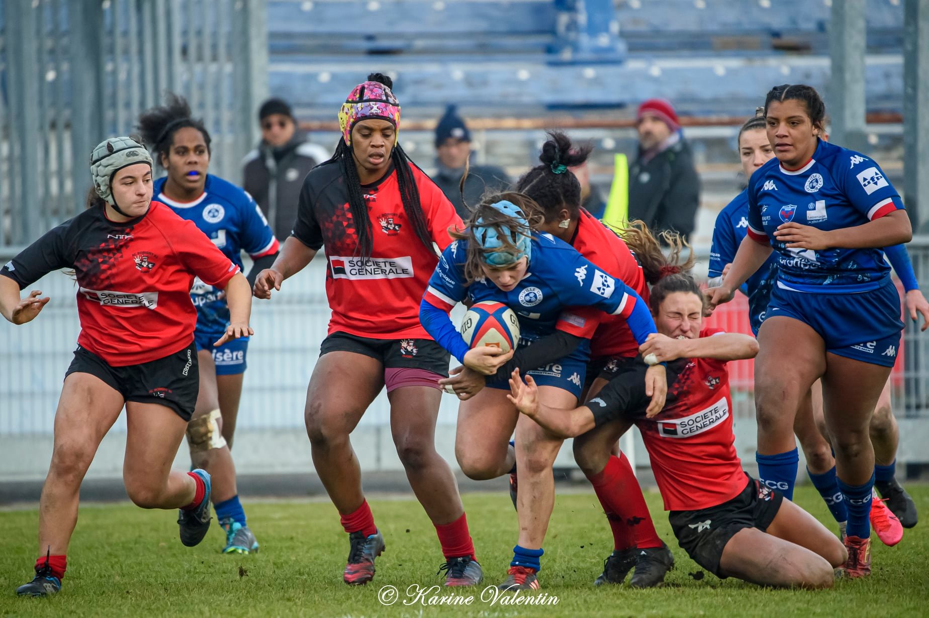 Katia AMBONGUILAT - Makarita BALEINAGODO - Alexandra CHAMBON - Ambre MWAYEMBE -  FC Grenoble Rugby - AC Bobigny 93 Rugby - Rugby -  (#GrenobleVsBobigny2021Dec) Photo by: Karine Valentin | Siuxy Sports 2021-12-21