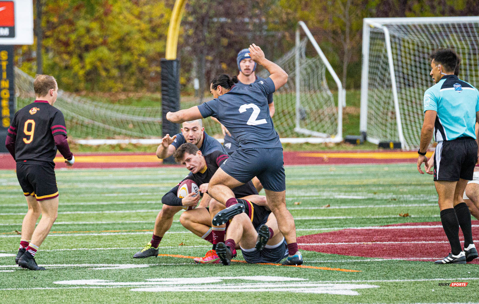 Arthur DU CHAFFAUT - Theo ESPAGNOL - Justin SAVOIE-DAVIES -  Université Concordia - Université Ottawa - Rugby -  (#ConcordiaVsOttawa2021m) Photo by:  | Siuxy Sports 2021-10-30