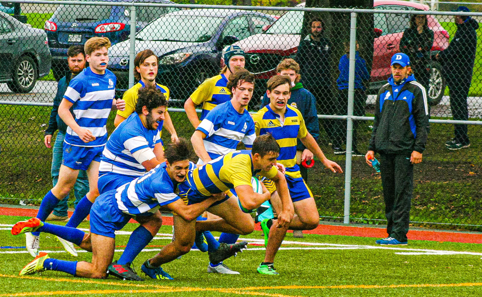 Rob AHNERT - Marc BELVEDERE - Andrew BOYER - Robert EMBLEM - Maxime GAUDREAU - Matteo LORENZONI - Tyson STOCK - Vaughn VANSLET -  College John Abbott - College Dawson - Rugby -  (#AbbottVsDawsonM2021) Photo by:  | Siuxy Sports 2021-10-03