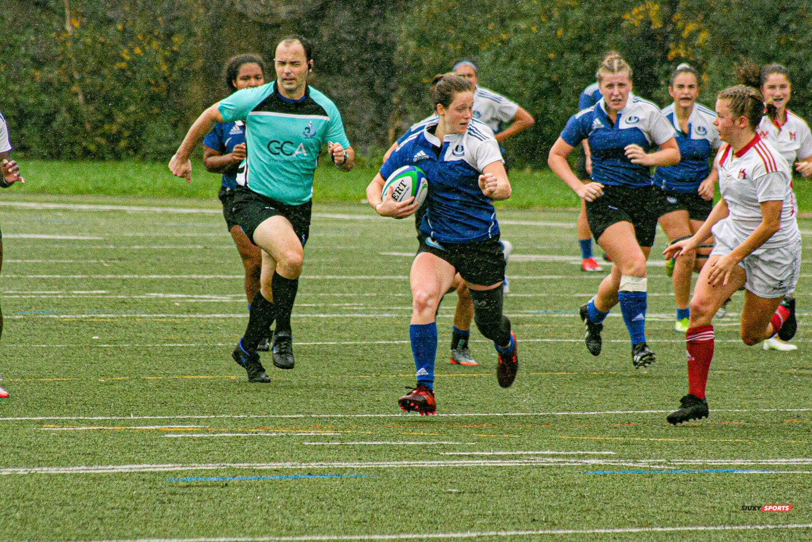 Marie-Éve BÉLANGER - Lindsey DILLION - Alexandra ÉTIENNE - Joely GREENBAUM - Danny O'SHEA -  Université de Montréal - Université McGill - Rugby -  (#UdMvsMcGill2021w) Photo by:  | Siuxy Sports 2021-10-16