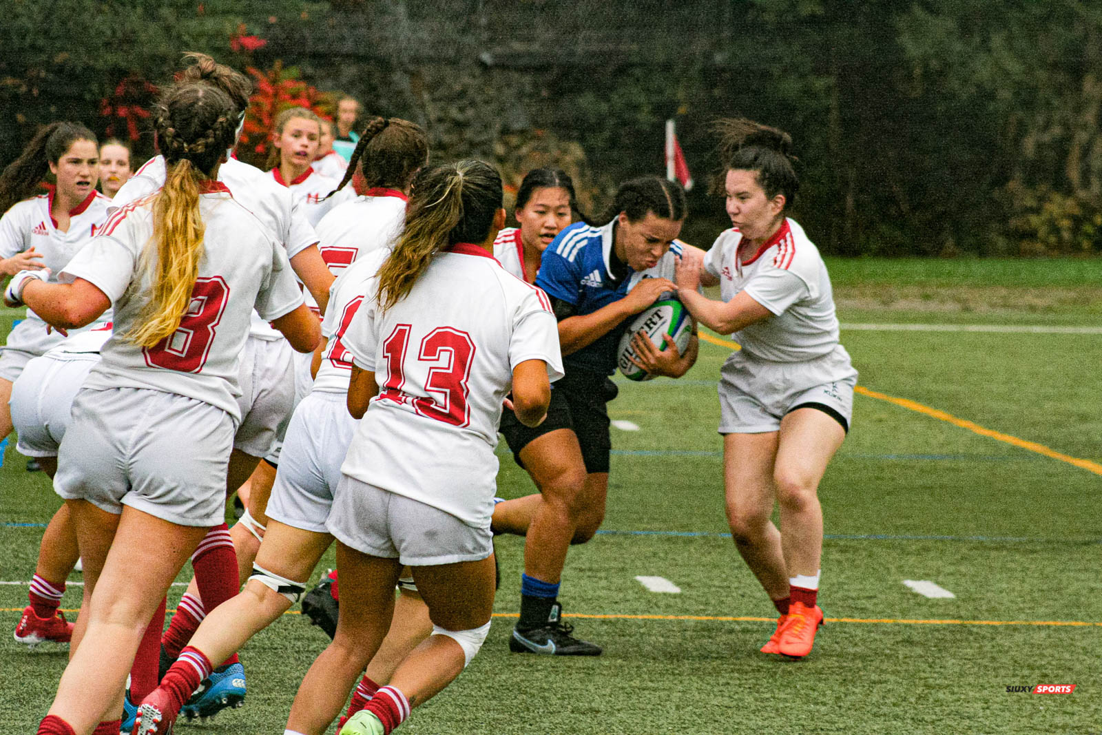Lindsey DILLION - Joely GREENBAUM - Irène KOUAM - Jessica MCBAIN - Davine YANG -  Université de Montréal - Université McGill - Rugby -  (#UdMvsMcGill2021w) Photo by:  | Siuxy Sports 2021-10-16