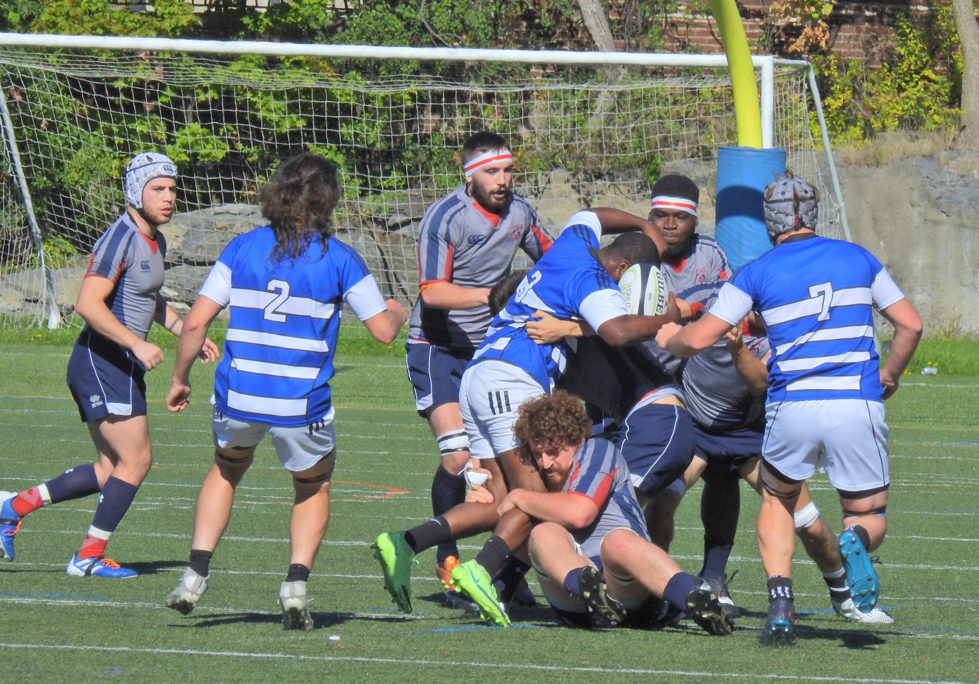 Paul ARDITTI - Jonathan FORTUNAT - Florian THOMAS - Bosco TINDAME -  Université de Montréal - ÉTS (École de technologie supérieure) - Rugby -  (#UdeMvsETS) Photo by:  | Siuxy Sports 2021-09-19